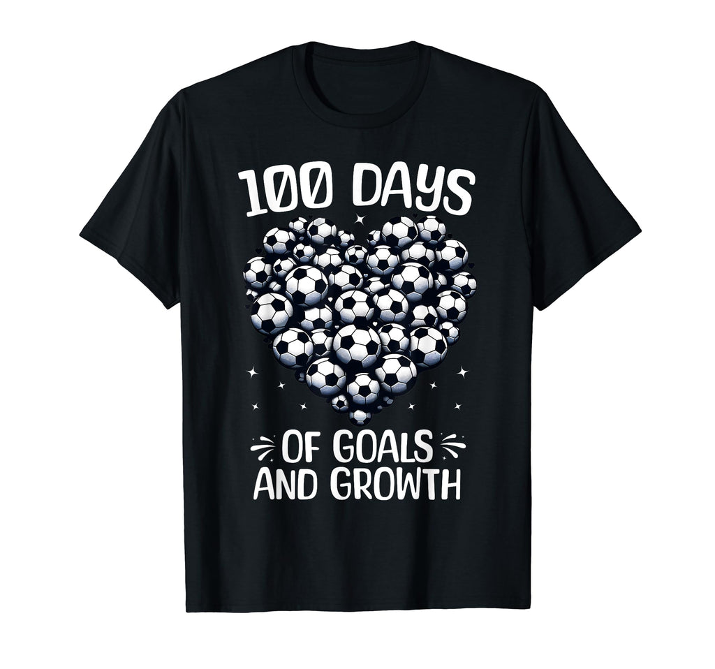 100 Days School Soccer Heart Love T-Shirt - Novelty Apparel for Adults - T-Shirt, Sweatshirt, Hoodie