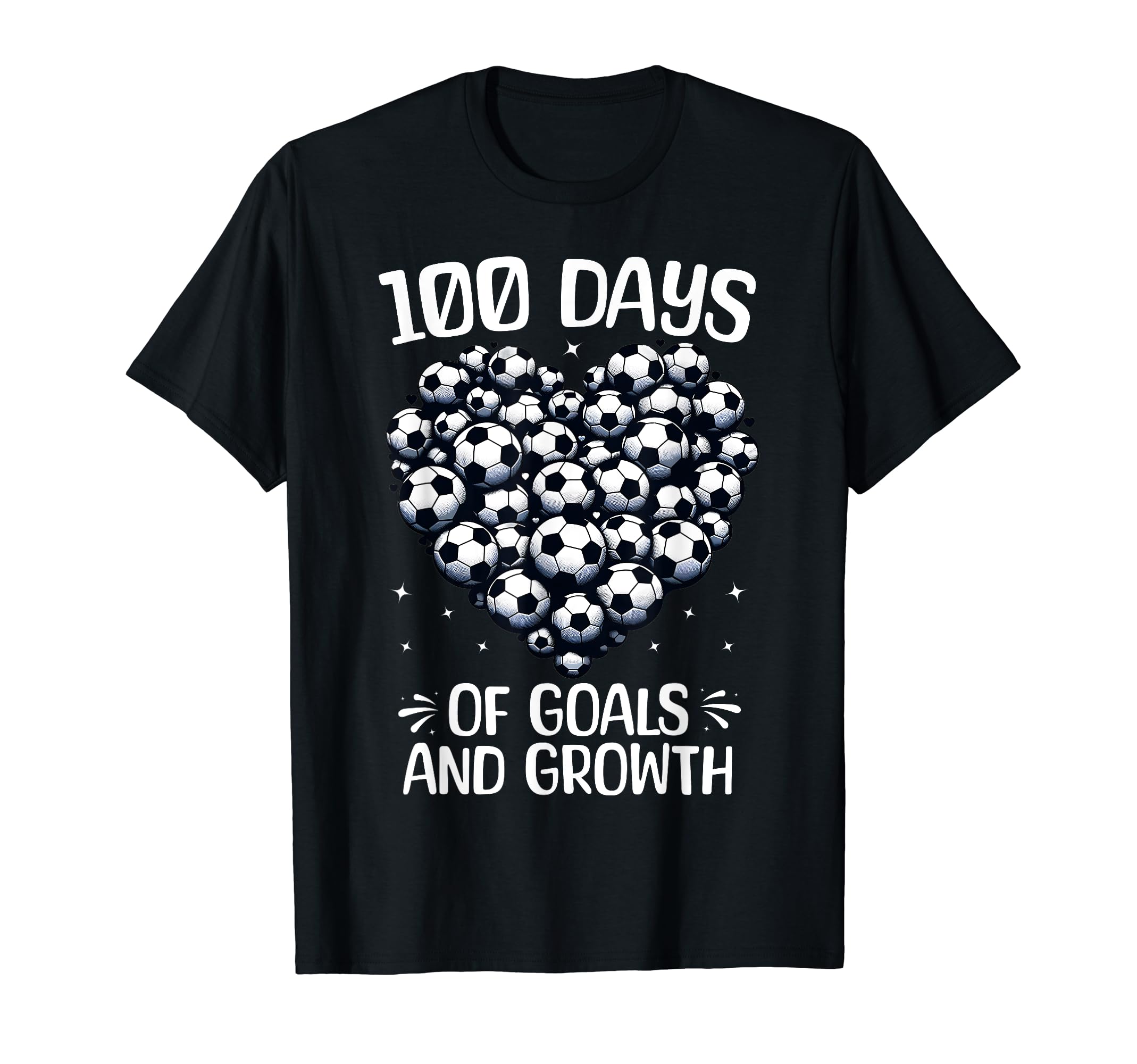 100 Days School Soccer Heart Love T-Shirt - Novelty Apparel for Adults - T-Shirt, Sweatshirt, Hoodie