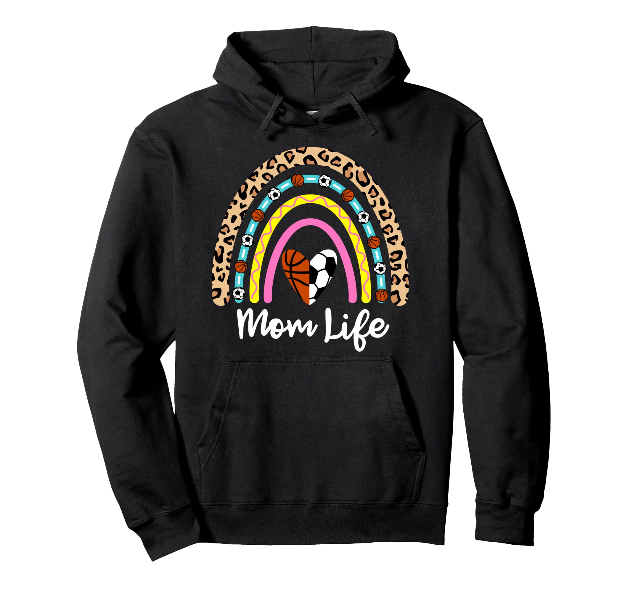 Soccer Basketball Mom Boho Rainbow Funny Hoodie - Unique Graphic Men Women - T-Shirt, Sweatshirt, Hoodie