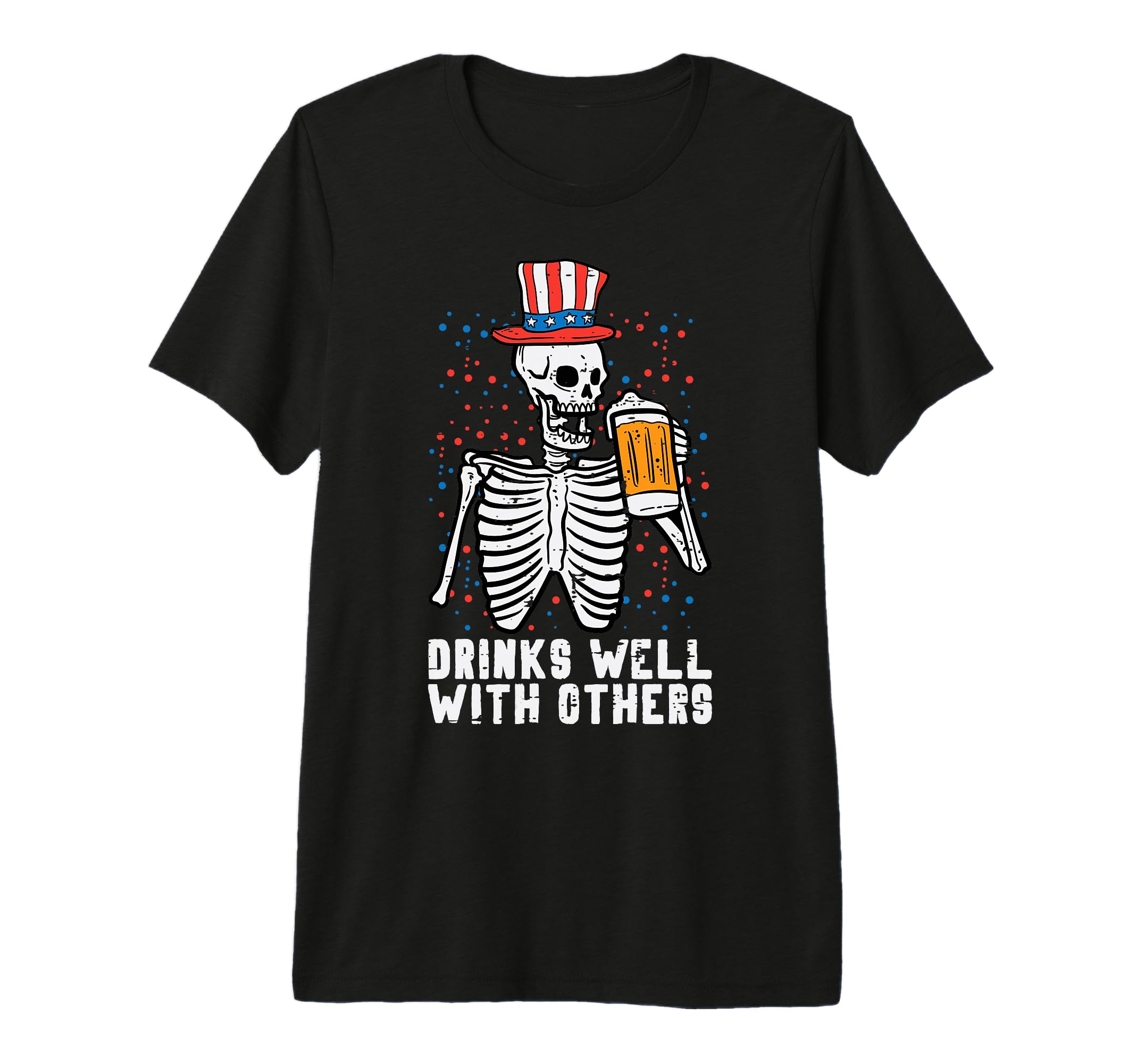 4Th July Skeleton American Flag T-Shirt - Fun Novelty Design for Adults - T-Shirt, Sweatshirt, Hoodie