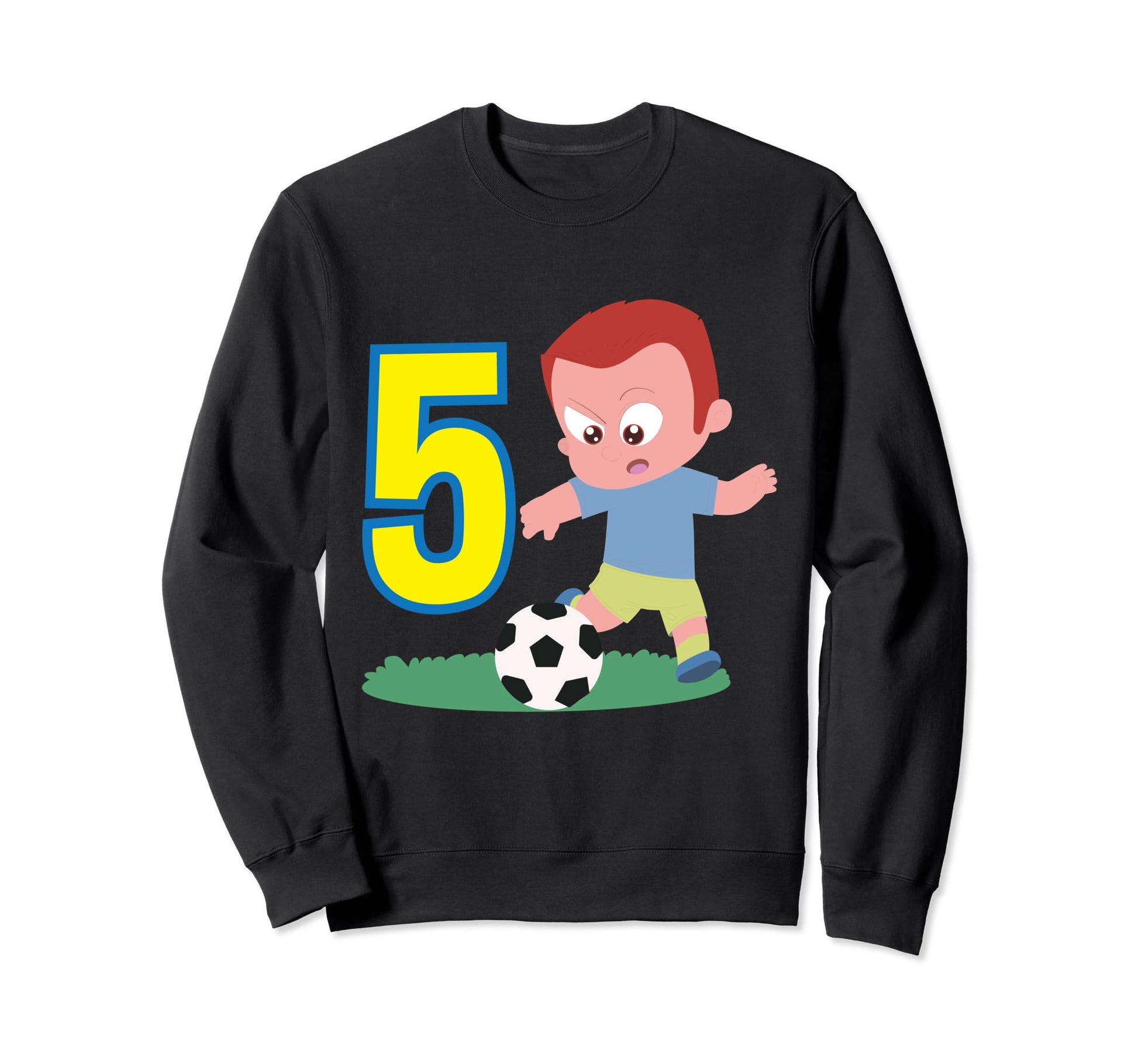 5Th Birthday 5 Years Soccer Football Sweatshirt - Trendy Graphic Men Women - T-Shirt, Sweatshirt, Hoodie