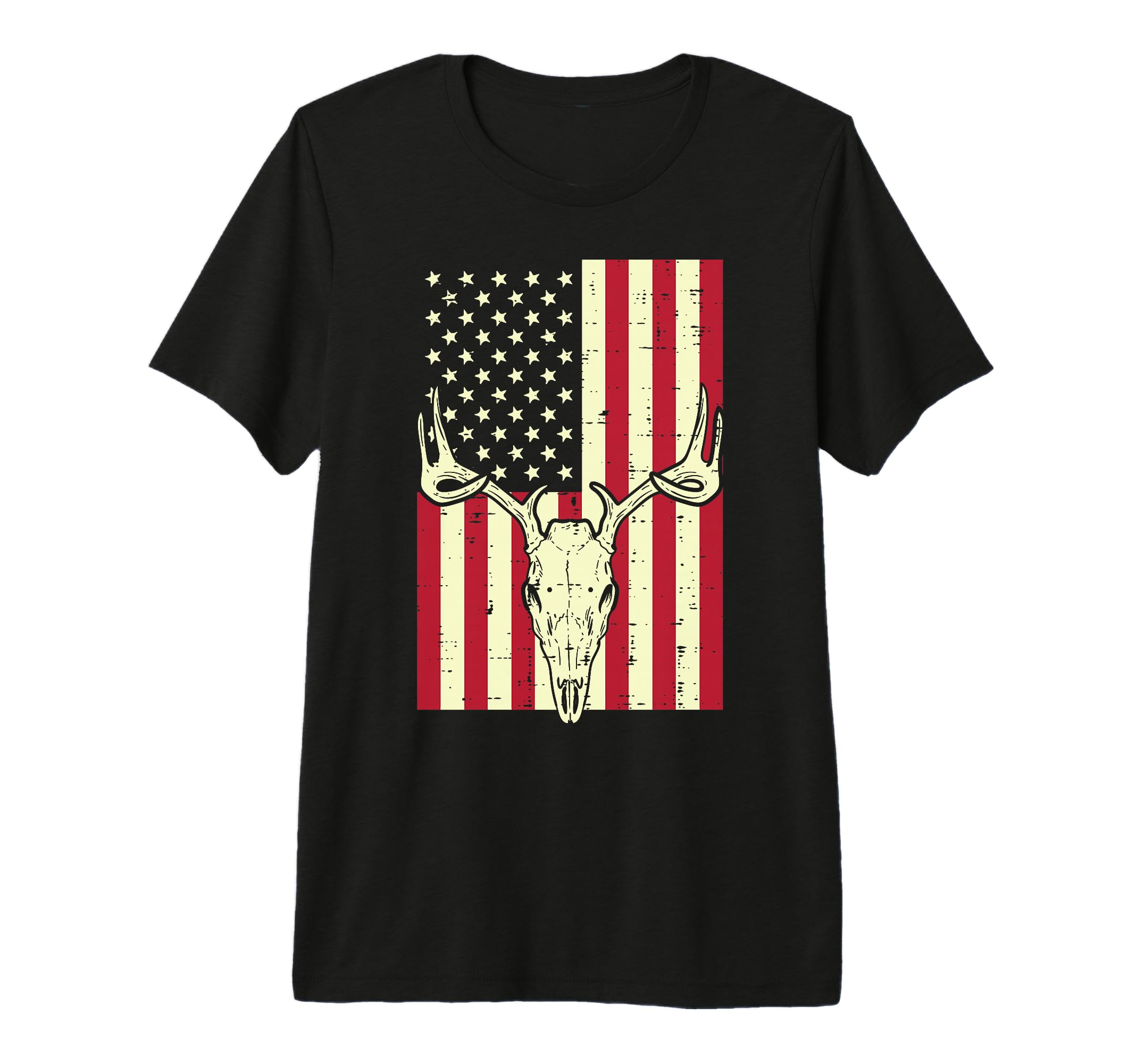 American Flag Deer Skull Hunting T-Shirt - Graphic Print Men Women - T-Shirt, Sweatshirt, Hoodie