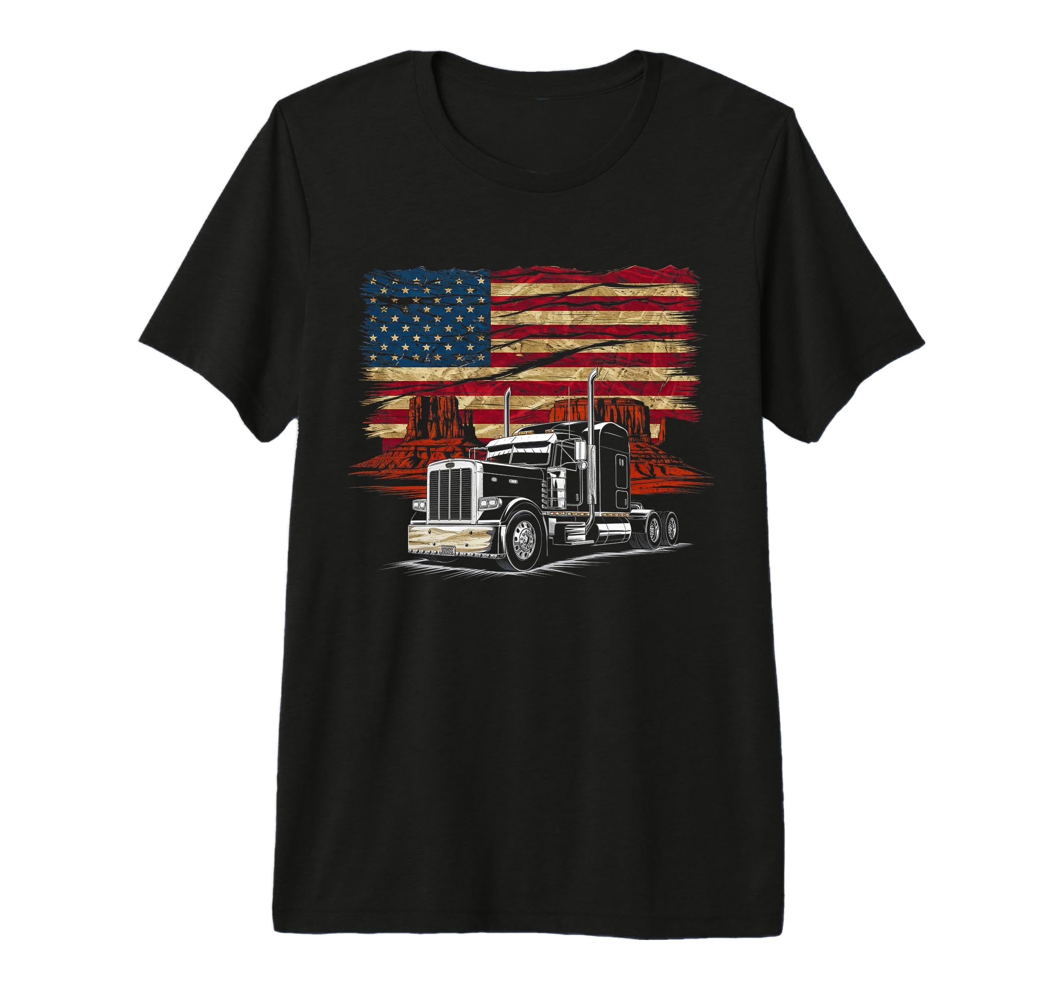 American Flag Trucker Dad Big T-Shirt - Casual Everyday Wear for Adults - T-Shirt, Sweatshirt, Hoodie