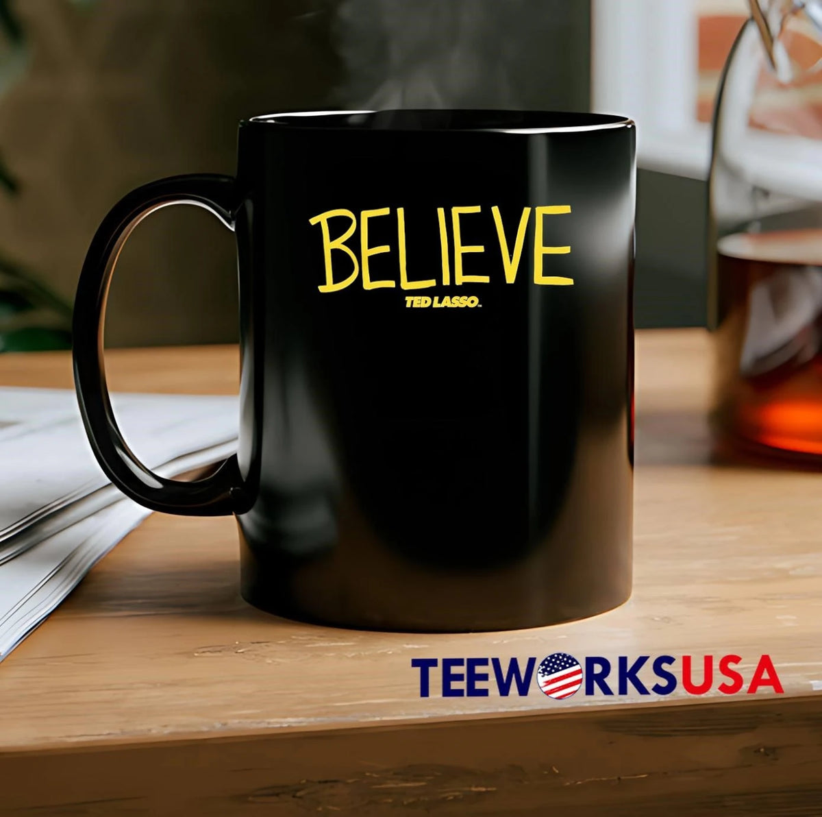 Ted Lasso Believe Yellow Handwritten Marker Text - Adult & Kids T-Shirts, Sweatshirts & Hoodies apparel design preview 2