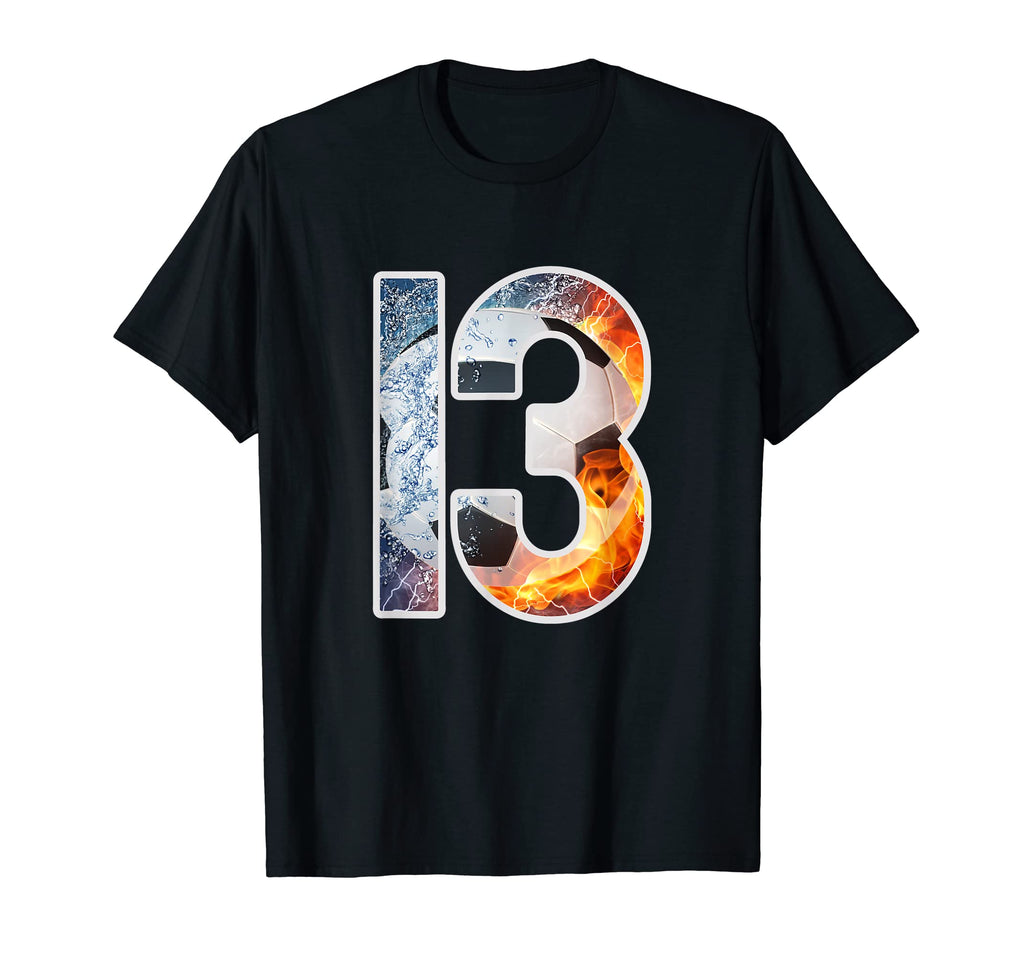 13Th Birthday Party Soccer Number 13 T-Shirt - Trendy Graphic for Adults - T-Shirt, Sweatshirt, Hoodie