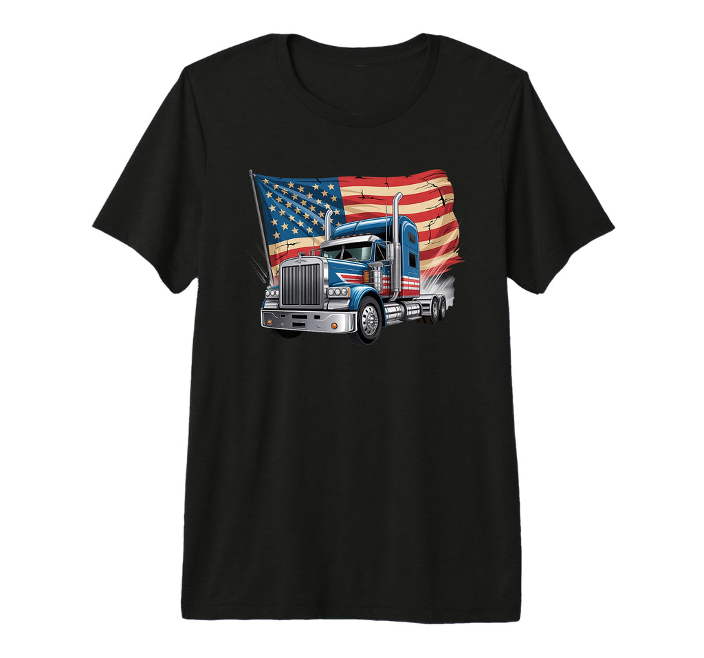 American Flag Trucker Dad Big Rig T-Shirt - Graphic Print Men Women - T-Shirt, Sweatshirt, Hoodie