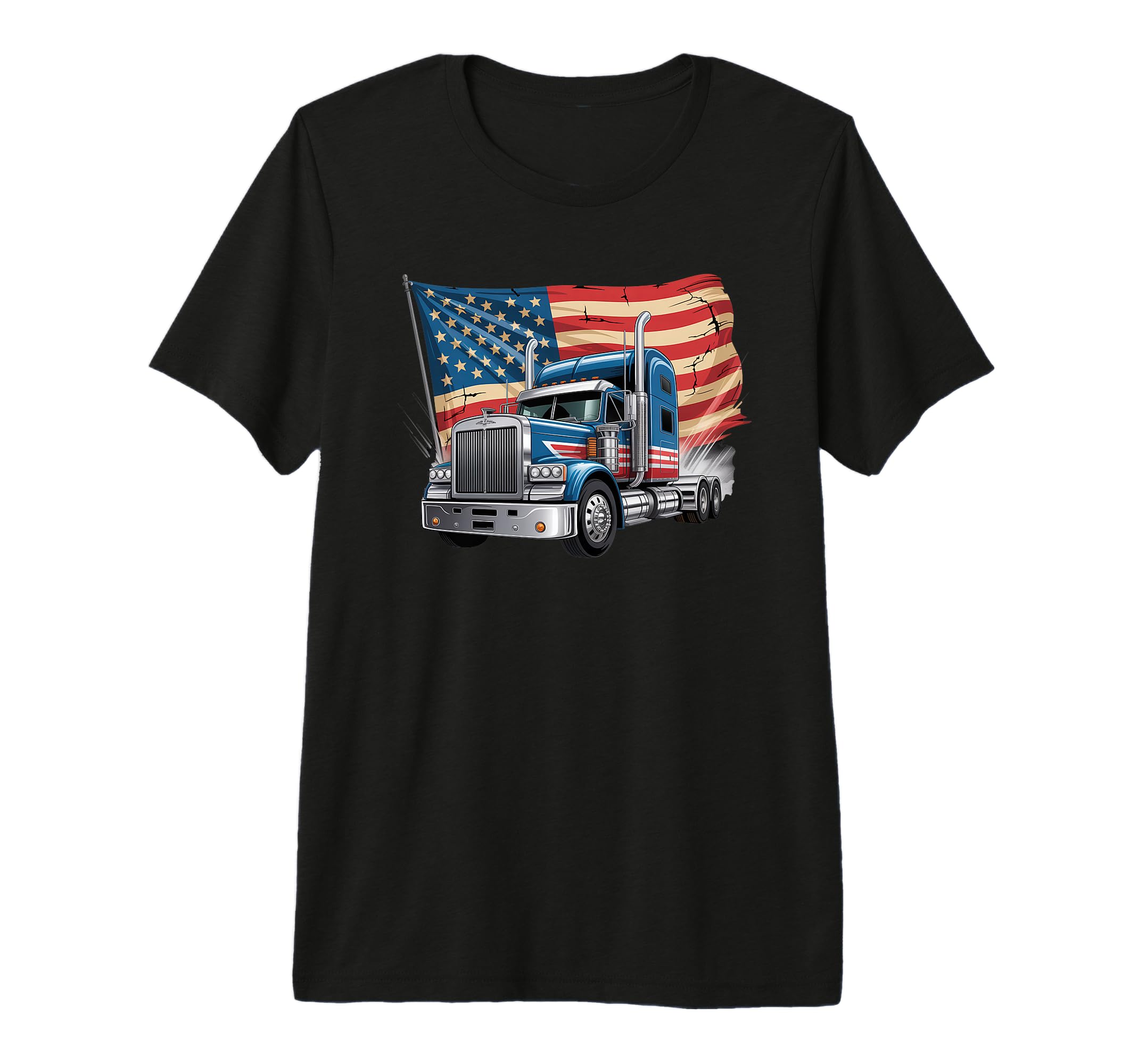 American Flag Trucker Dad Big Rig T-Shirt - Graphic Print Men Women - T-Shirt, Sweatshirt, Hoodie