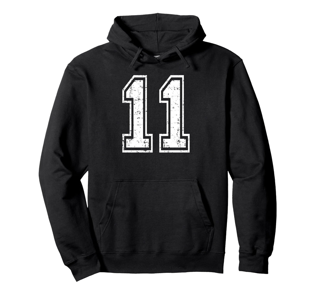 11 Number Eleven Team Sports Grunge Hoodie - Novelty Apparel Unisex - T-Shirt, Sweatshirt, Hoodie