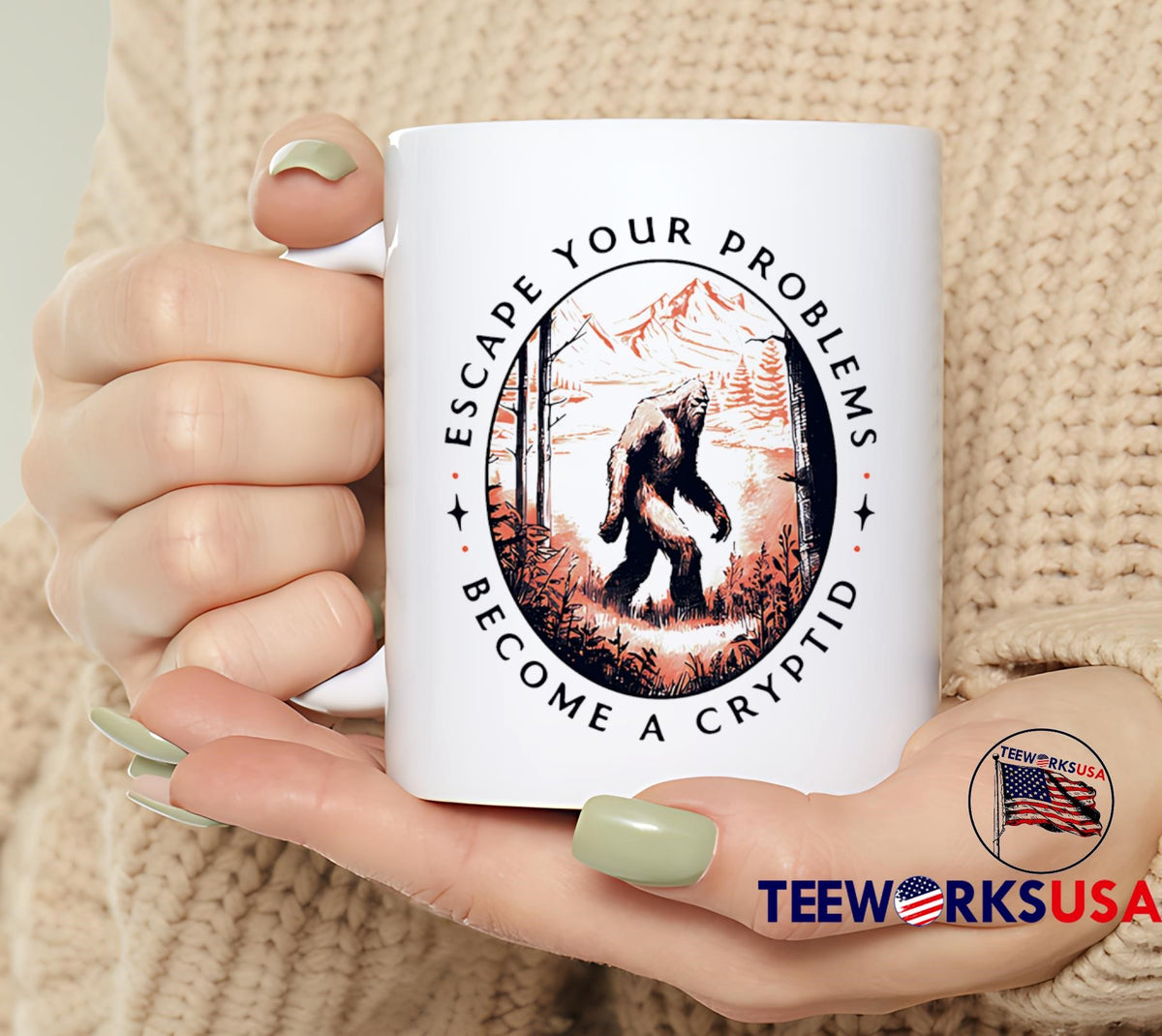 Escape Your Problems Become a Cryptid vintage - Adult & Kids T-Shirts, Sweatshirts & Hoodies apparel design preview 6