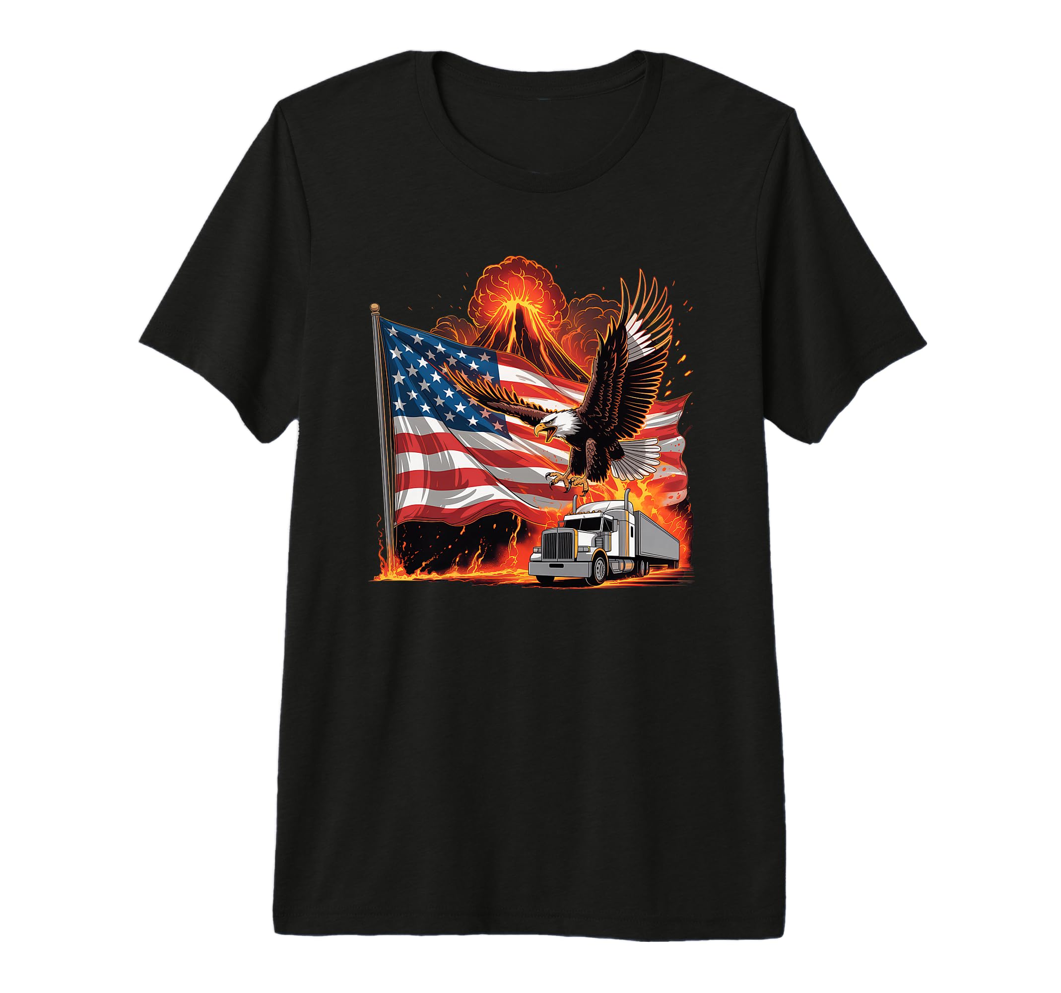 American Flag Trucker Dad Big Rig T-Shirt - Graphic Print for Adults - T-Shirt, Sweatshirt, Hoodie