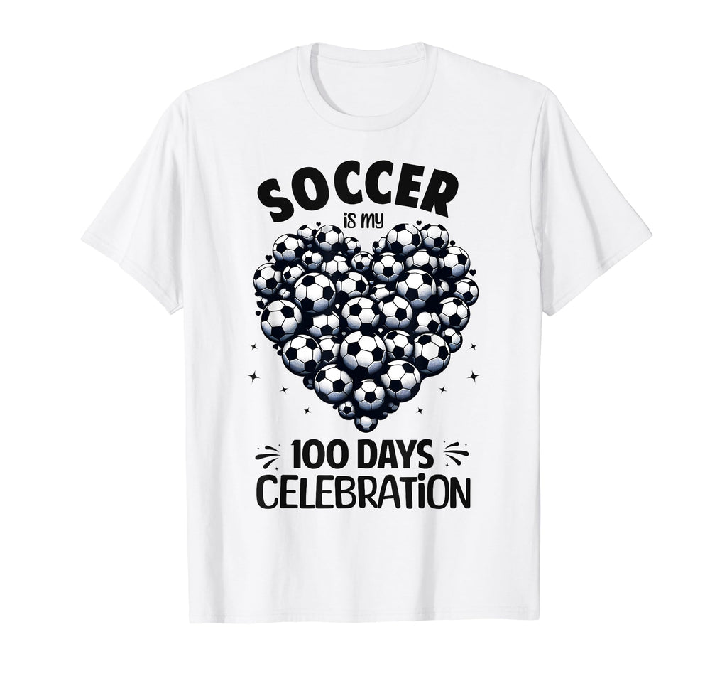 100 Days School Soccer Heart Love 100Th T-Shirt - Trendy Graphic Unisex - T-Shirt, Sweatshirt, Hoodie