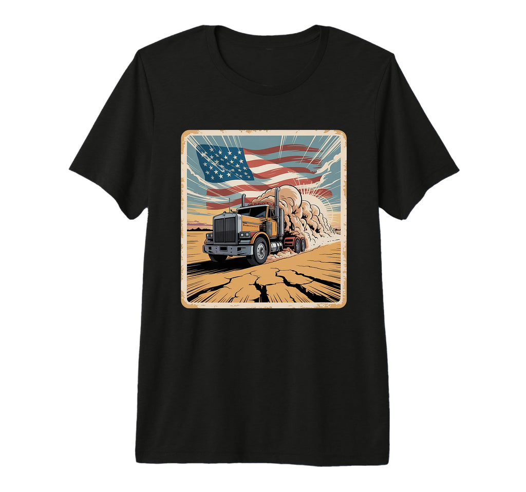 American Flag Trucker Dad Big Rig T-Shirt - Trendy Graphic Men Women - T-Shirt, Sweatshirt, Hoodie