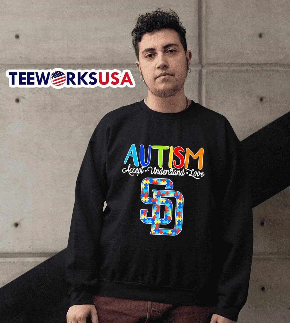 Autism accept understand love San Diego Padres - Adult & Kids T-Shirts, Sweatshirts & Hoodies apparel design preview 6