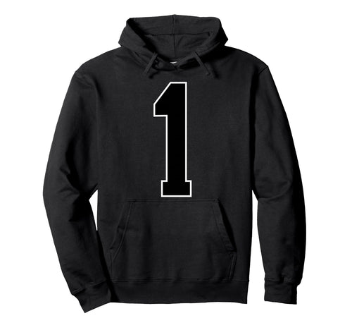 1 Black Sports Team Number Fan Hoodie - Aesthetic Graphic for Adults - T-Shirt, Sweatshirt, Hoodie