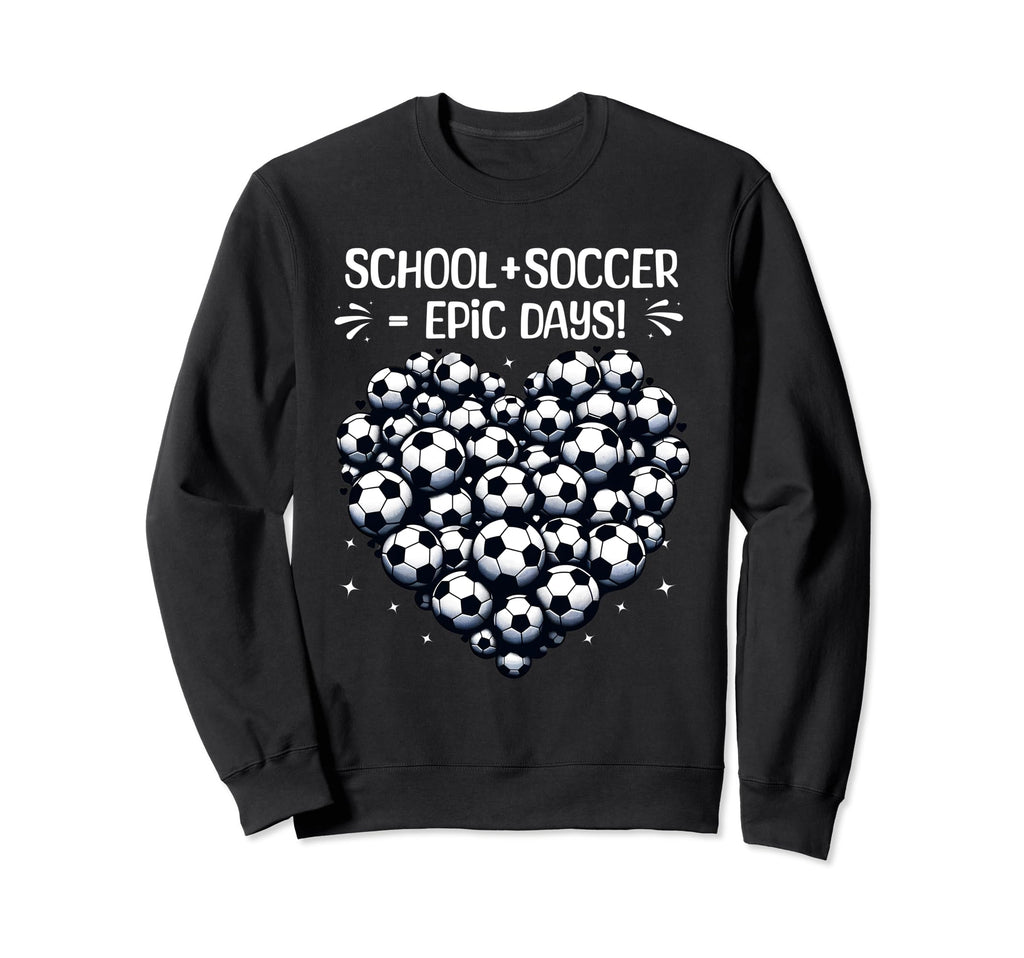 100 Days School Soccer Heart Love Sweatshirt - Fun Novelty Design Unisex - T-Shirt, Sweatshirt, Hoodie