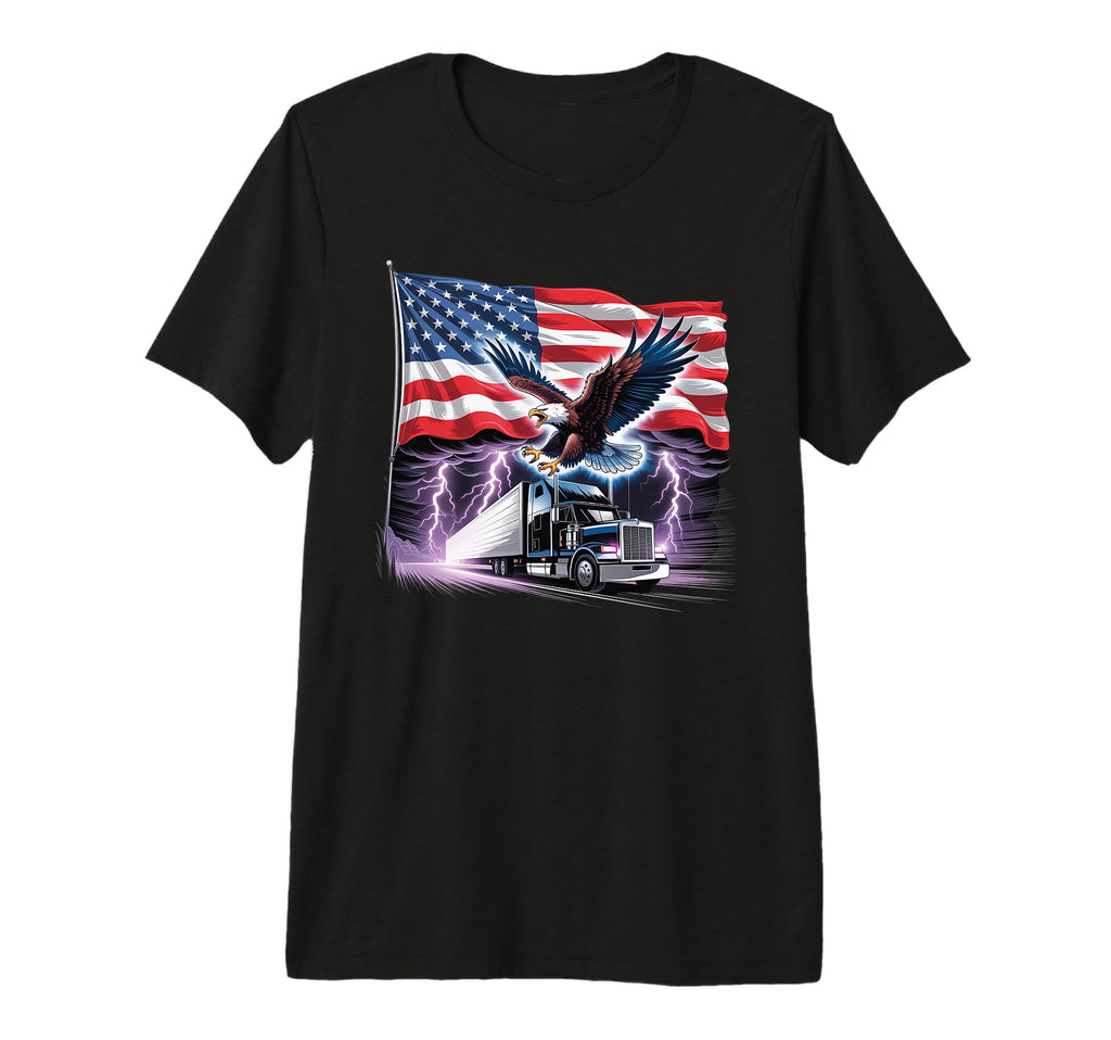 American Flag Trucker Dad Big Rig T-Shirt - Trendy Graphic Men Women - T-Shirt, Sweatshirt, Hoodie
