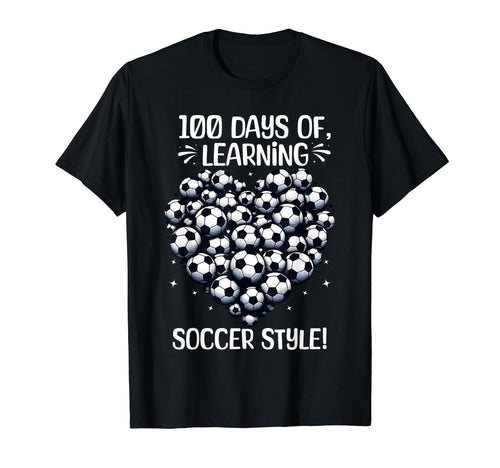100 Days School Soccer Heart Love T-Shirt - Novelty Apparel for Adults - T-Shirt, Sweatshirt, Hoodie