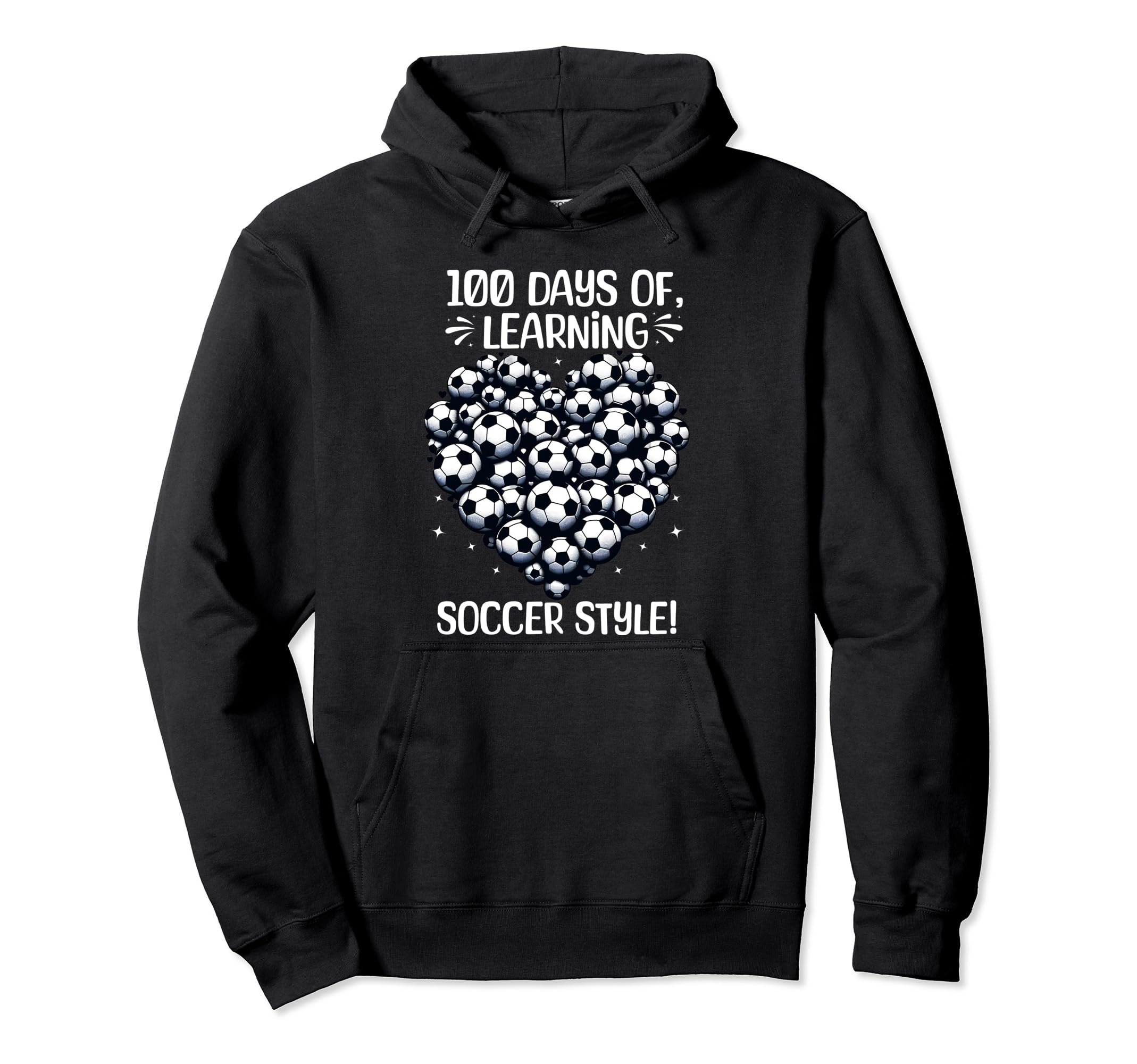 100 Days School Soccer Heart Love Hoodie - Minimalist Print for Adults - T-Shirt, Sweatshirt, Hoodie