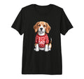 Beagle Wearing Red Paw Prints Text T-Shirt - Aesthetic Graphic for Adults - T-Shirt, Sweatshirt, Hoodie