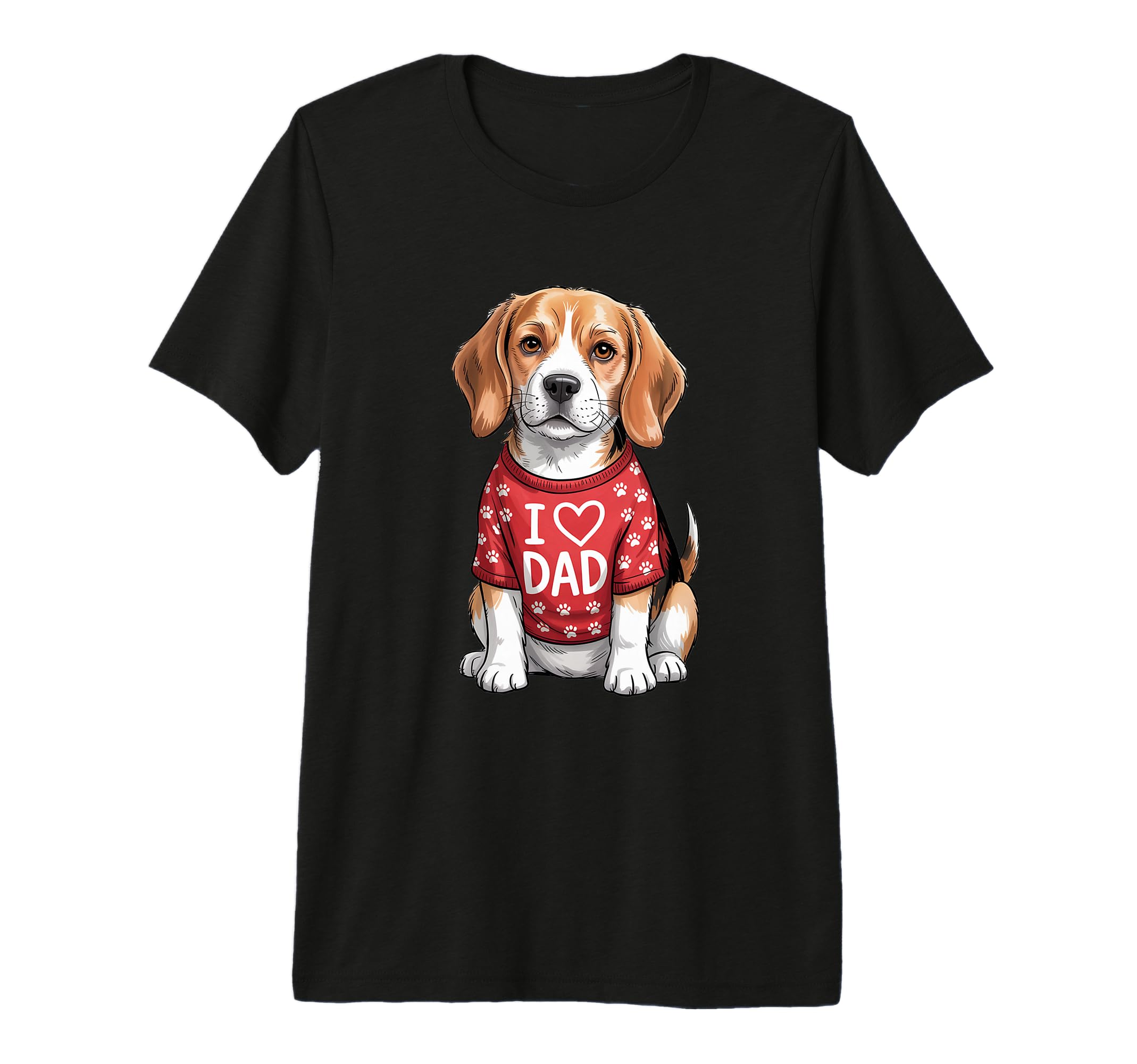 Beagle Wearing Red Paw Prints Text T-Shirt - Aesthetic Graphic for Adults - T-Shirt, Sweatshirt, Hoodie