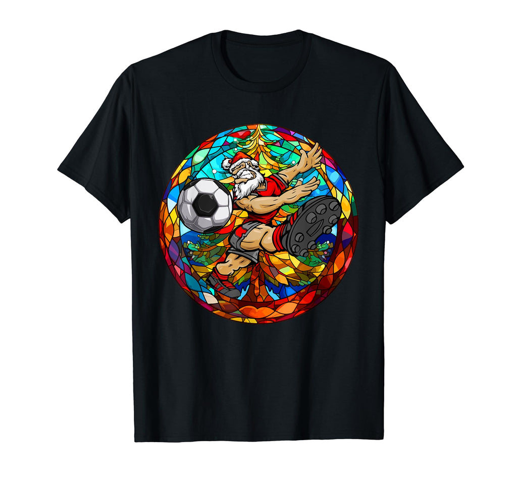 Santa Playing Soccer Colorful Costume T-Shirt - Trendy Graphic for Adults - T-Shirt, Sweatshirt, Hoodie
