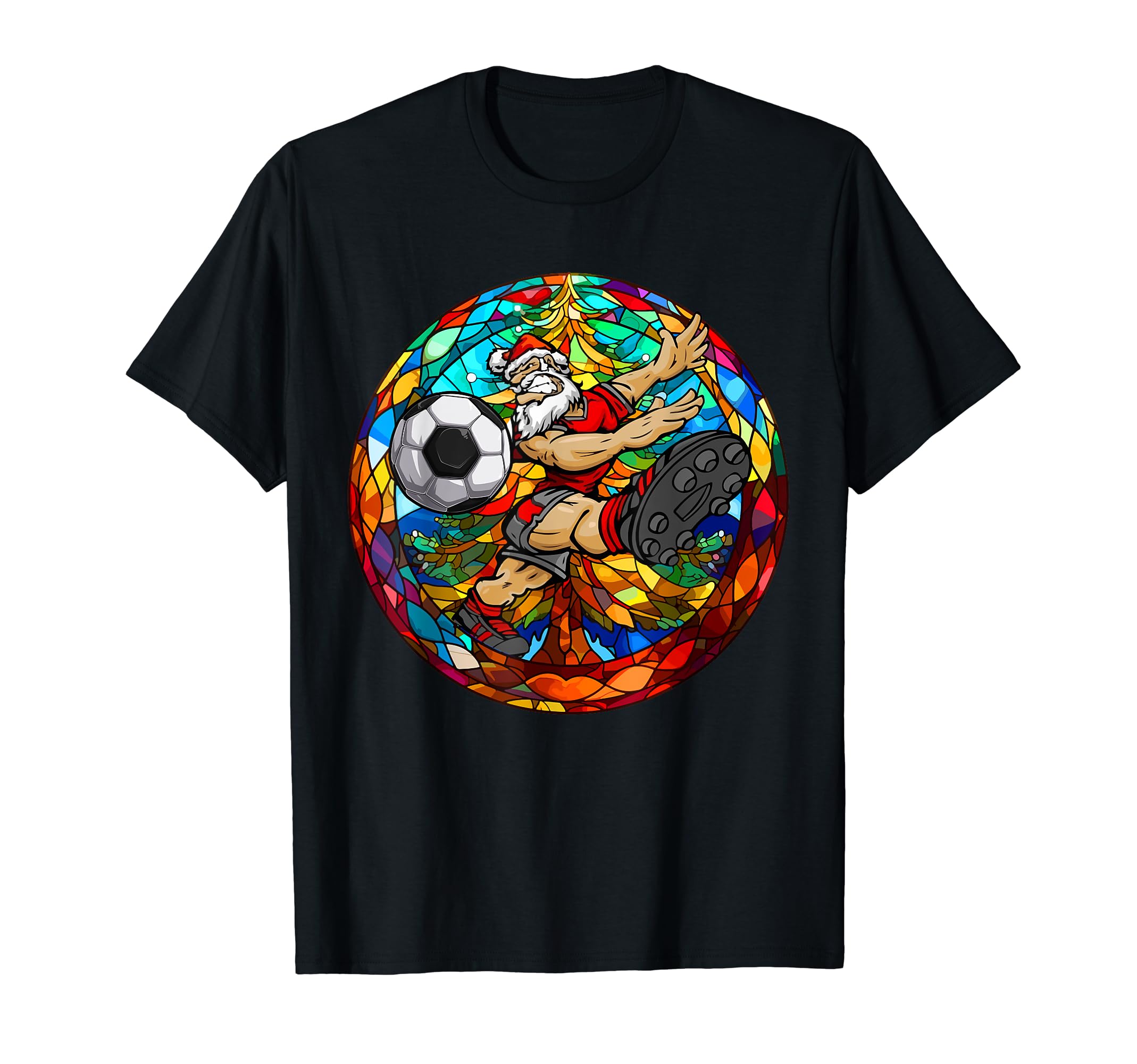 Santa Playing Soccer Colorful Costume T-Shirt - Trendy Graphic for Adults - T-Shirt, Sweatshirt, Hoodie