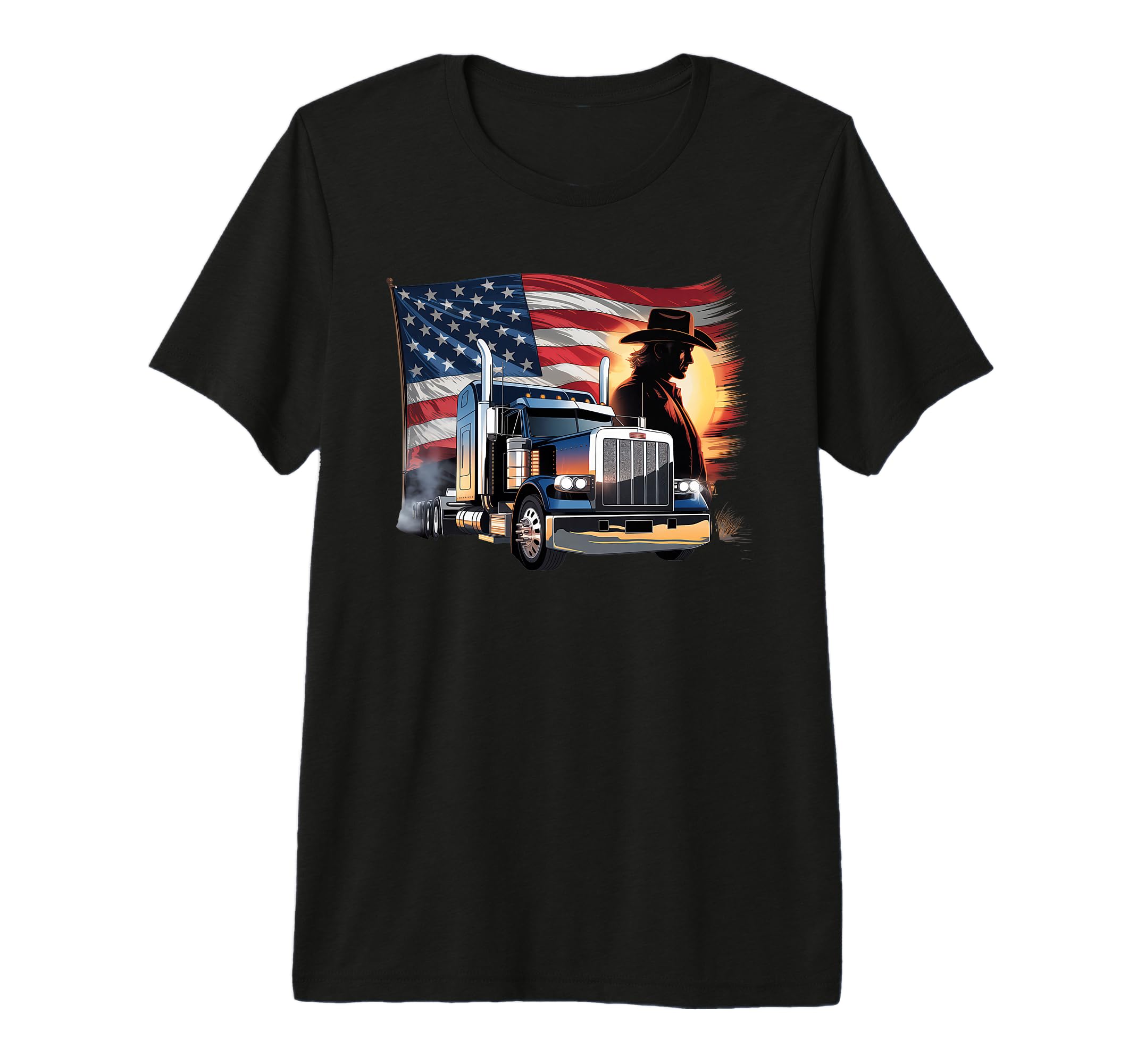 American Flag Trucker Dad Big Rig T-Shirt - Trendy Graphic Men Women - T-Shirt, Sweatshirt, Hoodie