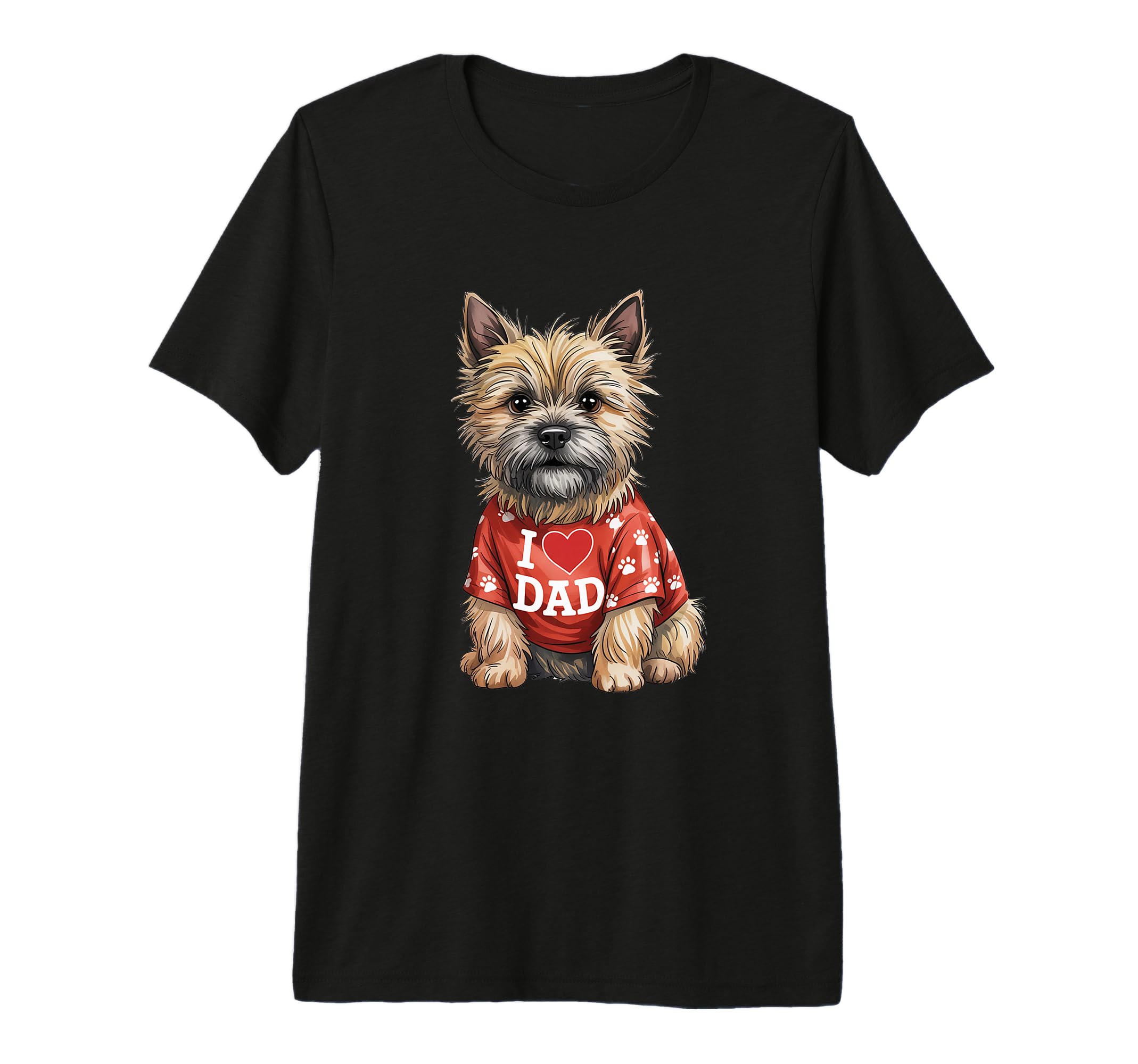 Mens Carin Terrier Wearing Red Paw T-Shirt - Minimalist Print Unisex - T-Shirt, Sweatshirt, Hoodie