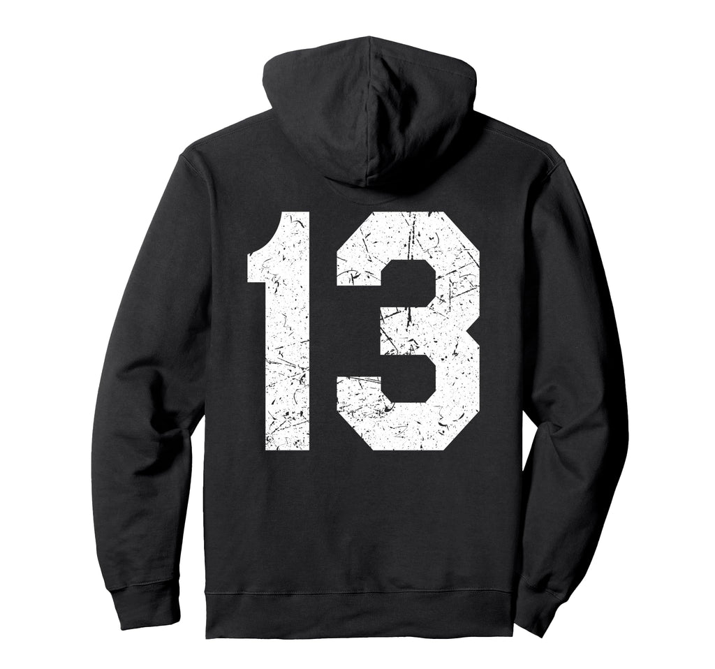 13 Jersey Uniform Varsity Sports Hoodie - Fun Novelty Design Men Women - T-Shirt, Sweatshirt, Hoodie