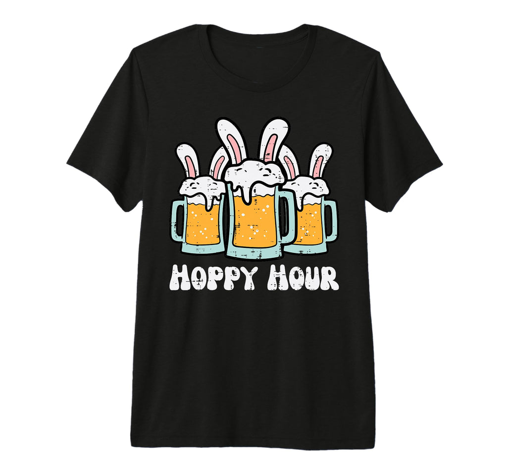 Easter Hoppy Happy Hour Bunny Ears T-Shirt - Fun Novelty Design for Adults - T-Shirt, Sweatshirt, Hoodie