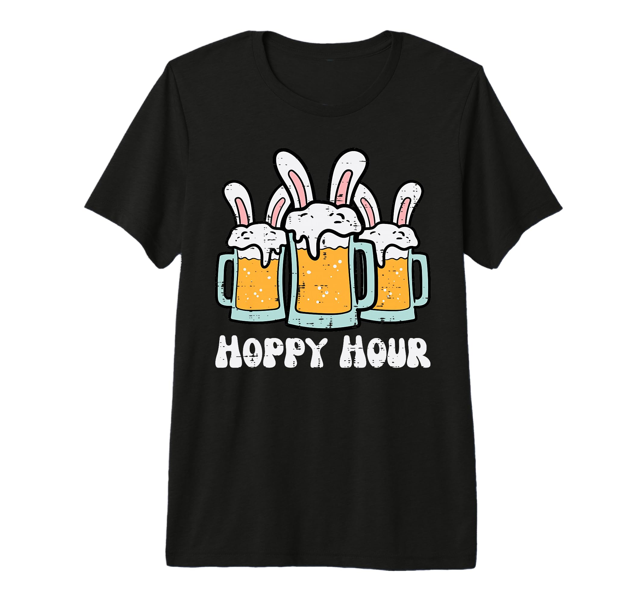 Easter Hoppy Happy Hour Bunny Ears T-Shirt - Fun Novelty Design for Adults - T-Shirt, Sweatshirt, Hoodie