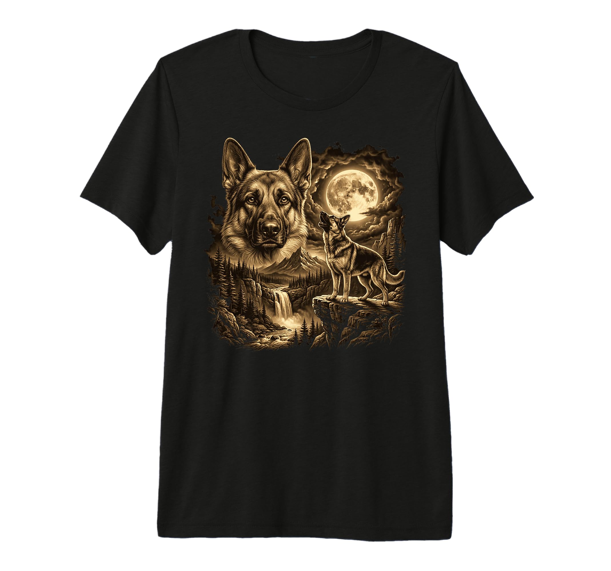 German Shepherd Full Moon German T-Shirt - Trendy Graphic Men Women - T-Shirt, Sweatshirt, Hoodie