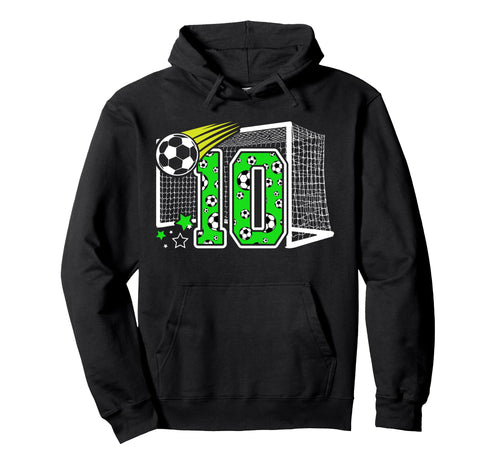 10Th Birthday Soccer 10 Year Old Hoodie - Minimalist Print Men Women - T-Shirt, Sweatshirt, Hoodie