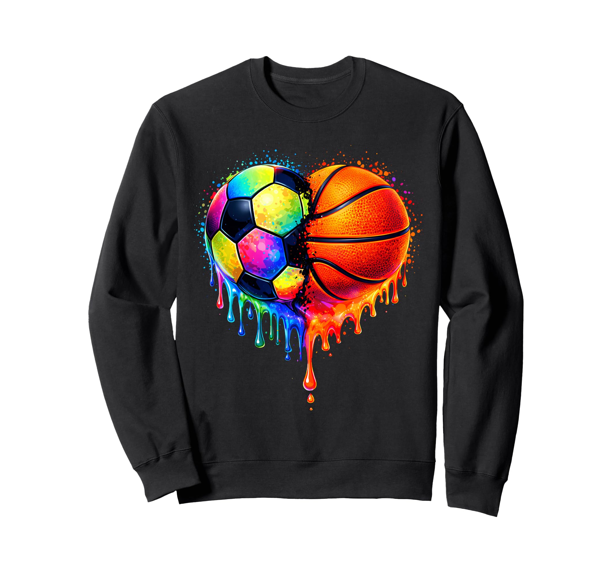 Soccer Basketball Drip Heart Sports Sweatshirt - Trendy Graphic Men Women - T-Shirt, Sweatshirt, Hoodie
