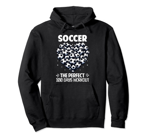 100 Days School Soccer Heart Love 100Th Hoodie - Unique Graphic for Adults - T-Shirt, Sweatshirt, Hoodie