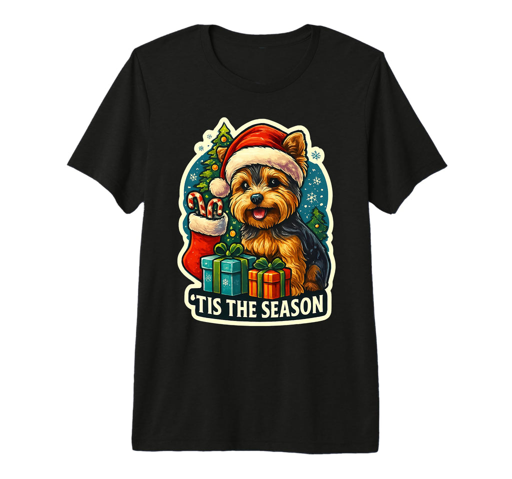 Tis Season Yorkshire Terrier Mom Dad T-Shirt - Custom Art Print Unisex - T-Shirt, Sweatshirt, Hoodie
