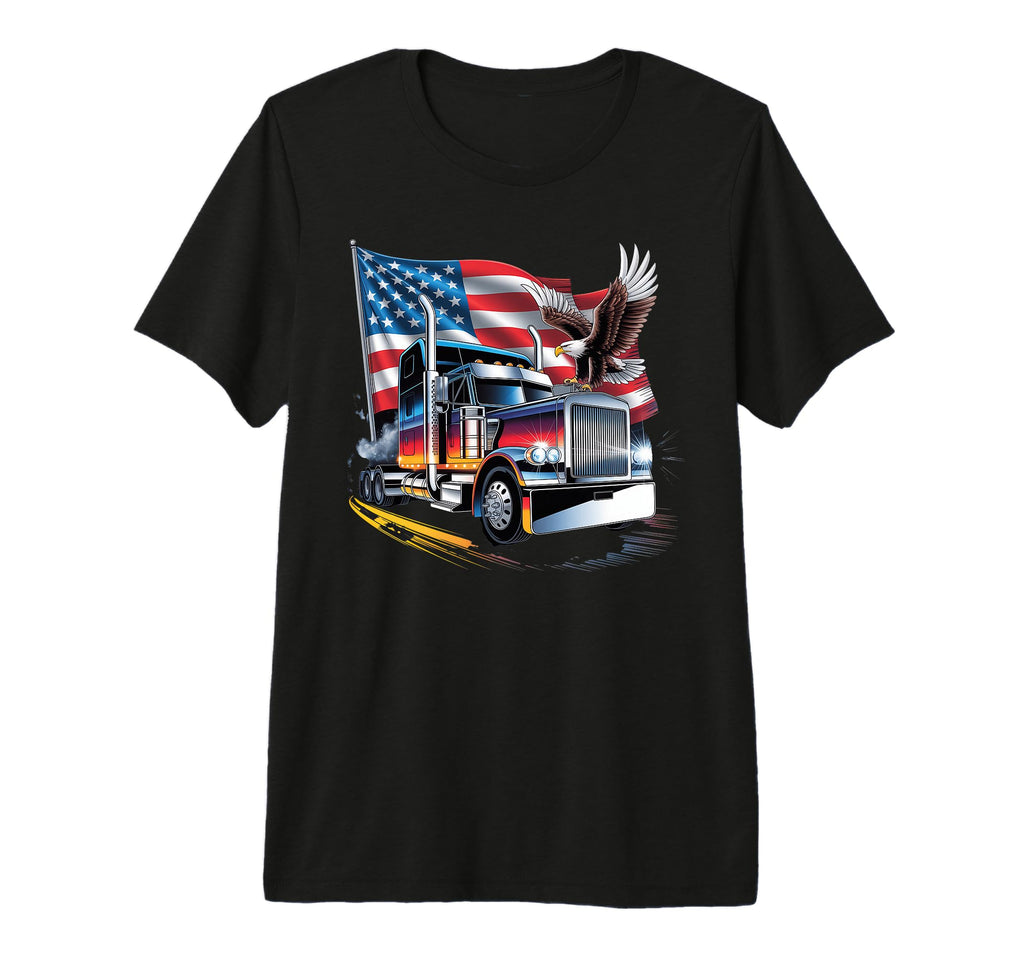 American Flag Trucker Dad Big Rig T-Shirt - Minimalist Print Men Women - T-Shirt, Sweatshirt, Hoodie