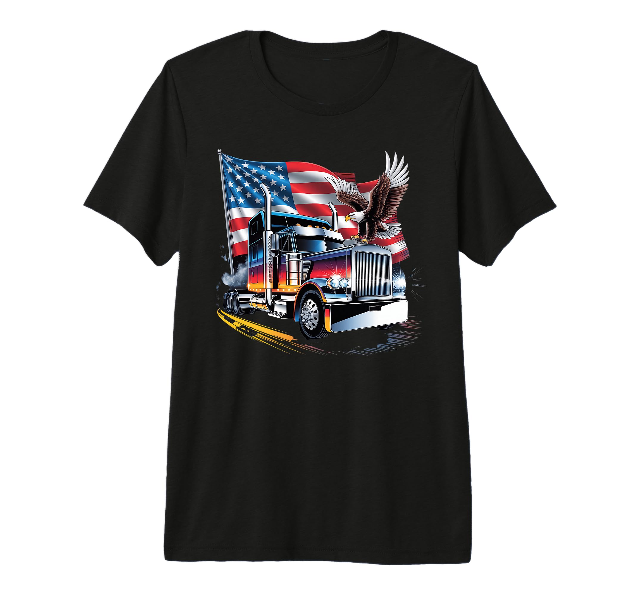 American Flag Trucker Dad Big Rig T-Shirt - Minimalist Print Men Women - T-Shirt, Sweatshirt, Hoodie