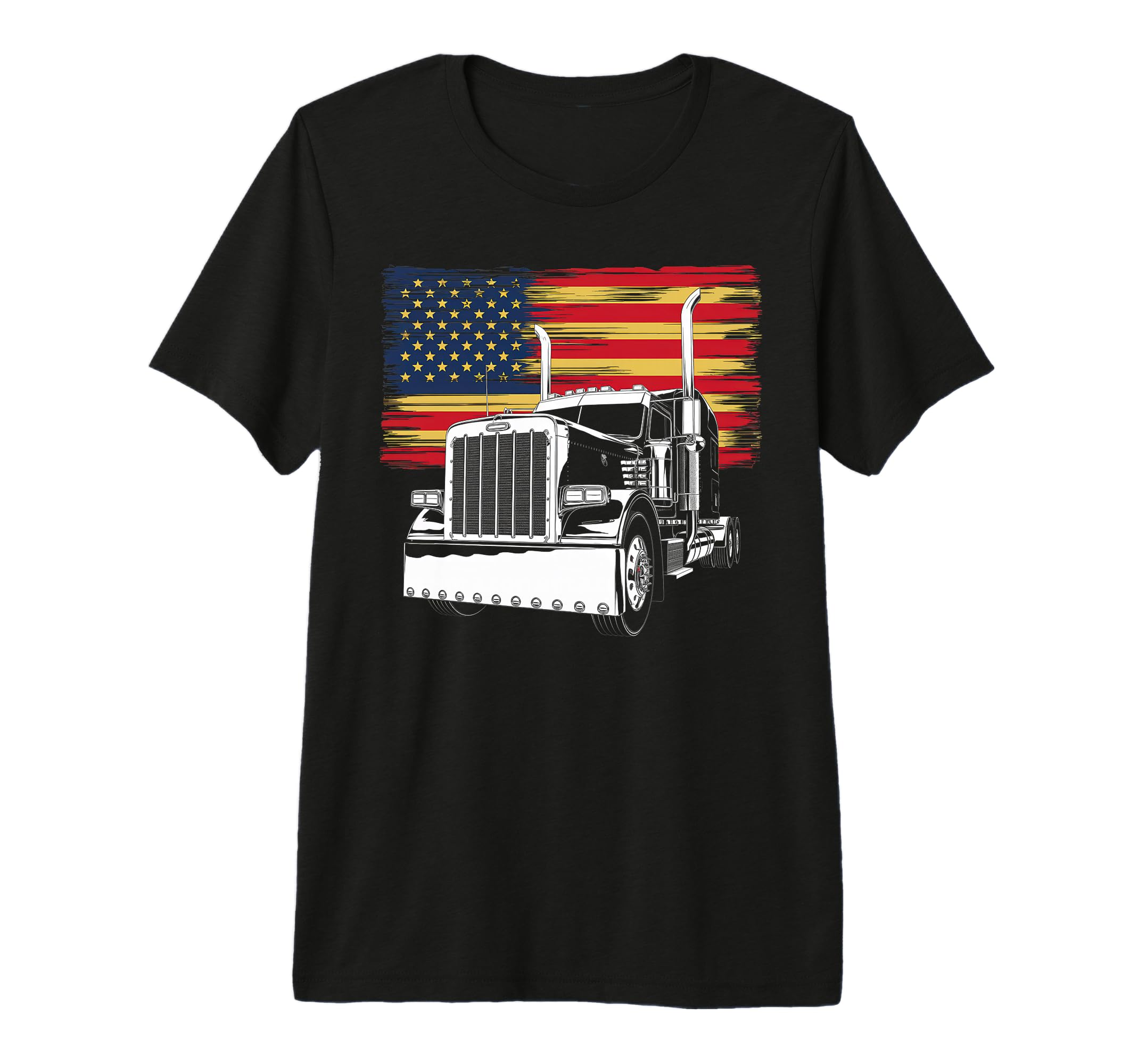 American Flag Trucker Dad Big Rig T-Shirt - Aesthetic Graphic for Adults - T-Shirt, Sweatshirt, Hoodie