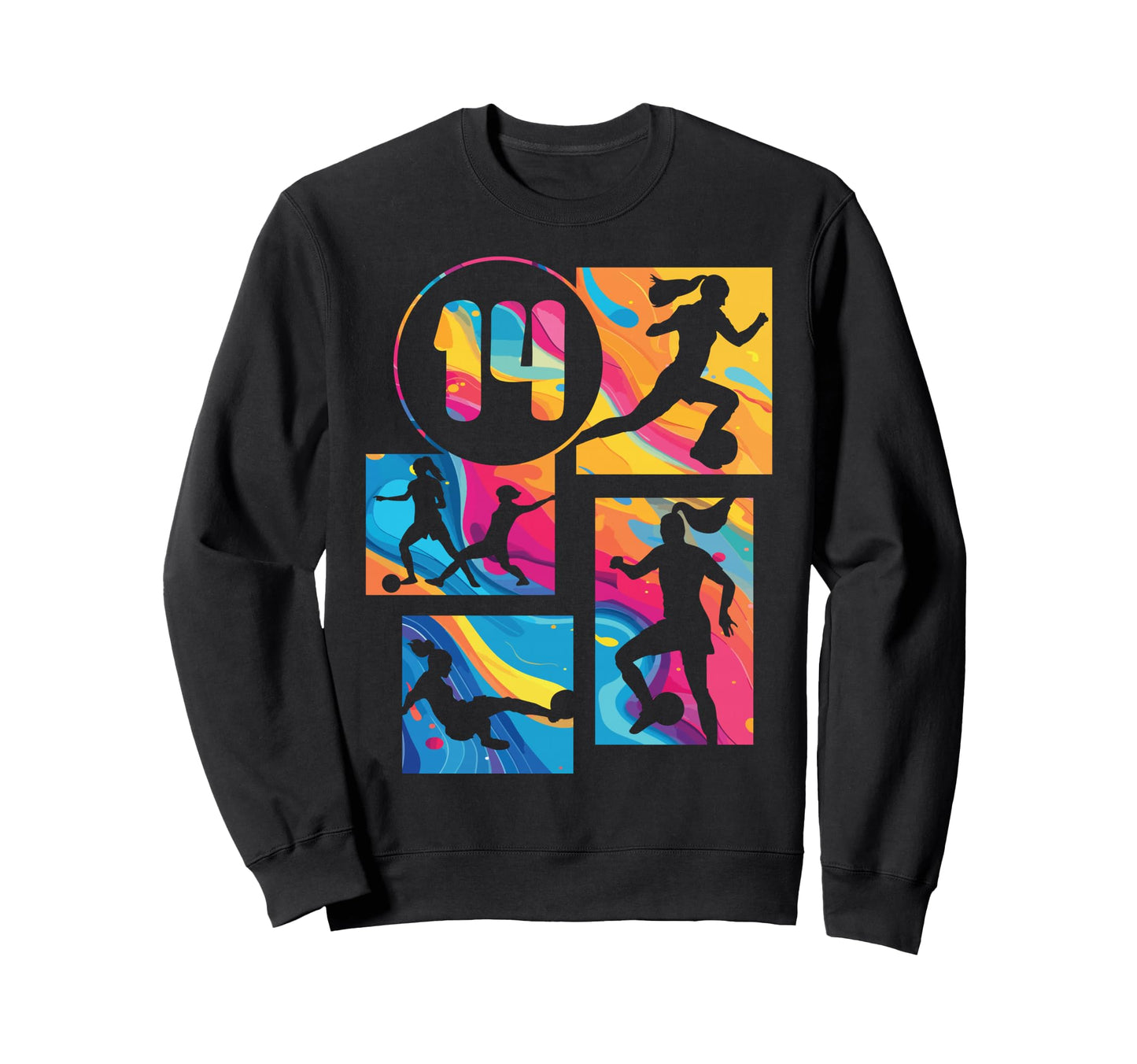 14Th Birthday Soccer Player Sweatshirt - Custom Art Print for Adults - T-Shirt, Sweatshirt, Hoodie
