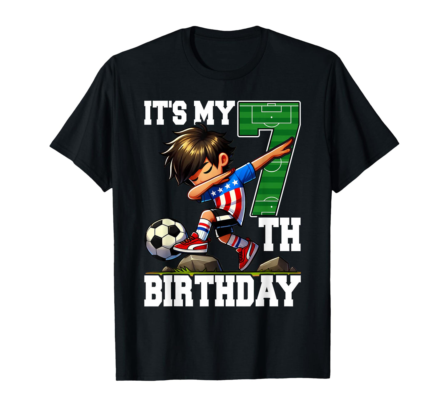 Soccer Its My 7Th Birthday American T-Shirt - Custom Art Print Men Women - T-Shirt, Sweatshirt, Hoodie