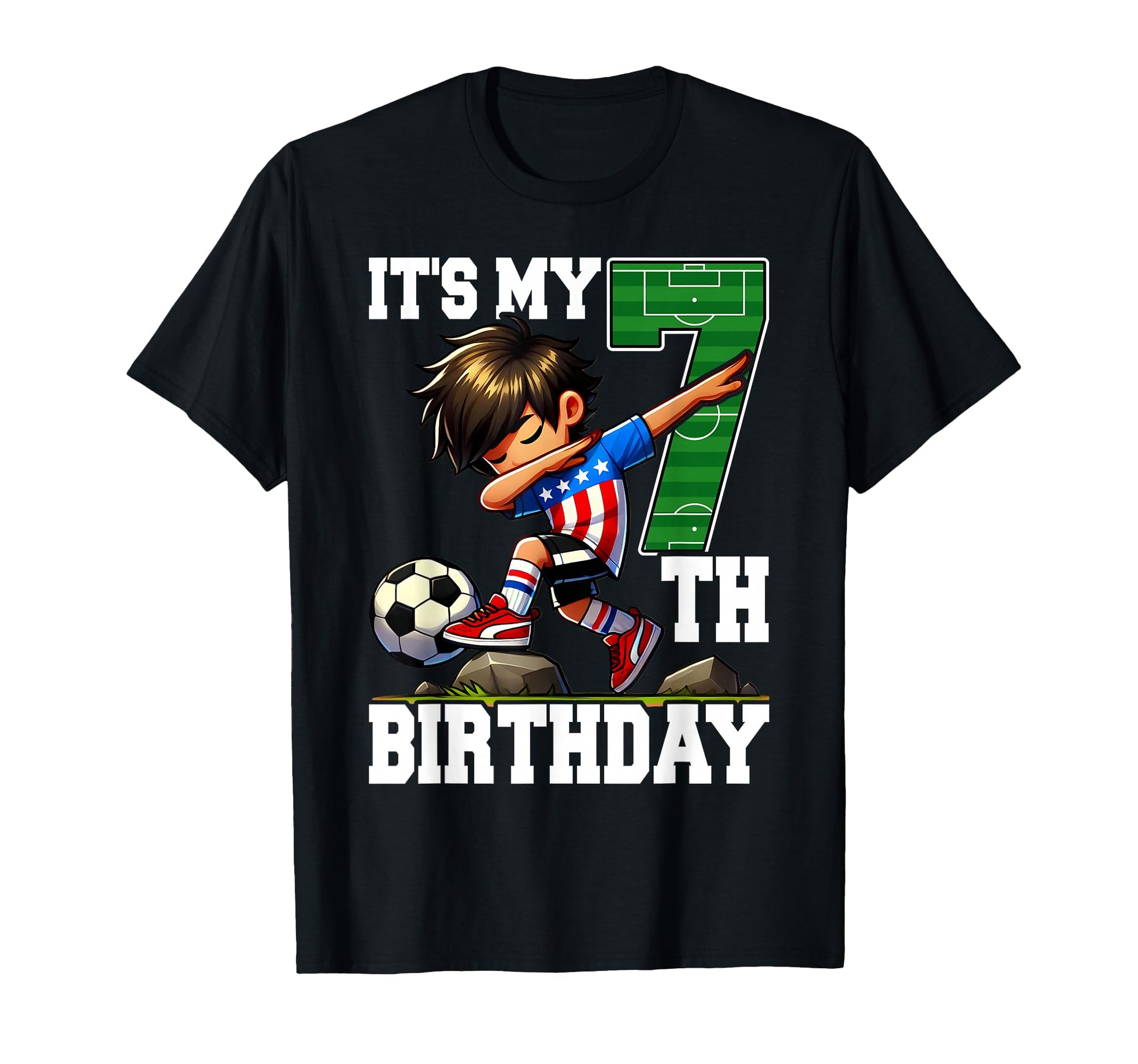 Soccer Its My 7Th Birthday American T-Shirt - Custom Art Print Men Women - T-Shirt, Sweatshirt, Hoodie