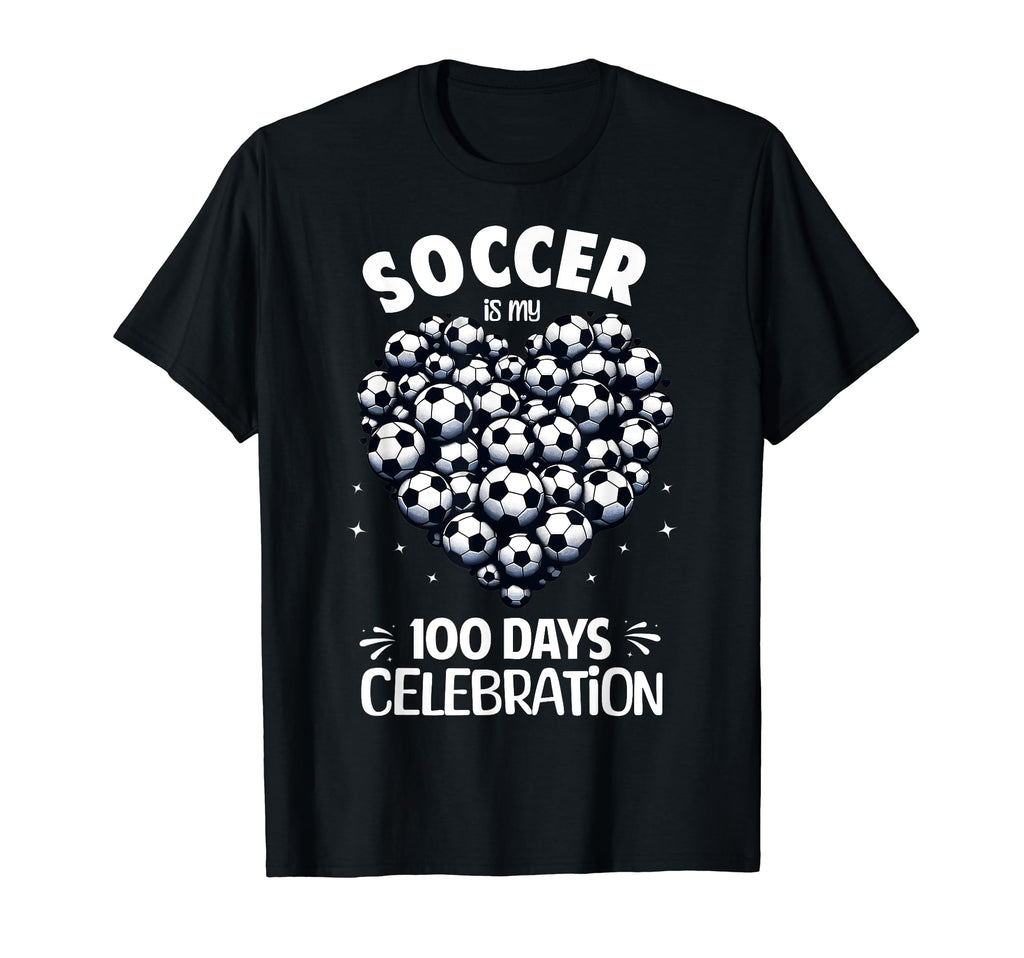 100 Days School Soccer Heart Love T-Shirt - Casual Everyday Wear Unisex - T-Shirt, Sweatshirt, Hoodie