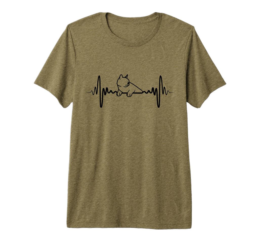 Cat Heartline Cat Dad Heartbeat Tri Blend T-Shirt - Novelty Apparel Unisex - T-Shirt, Sweatshirt, Hoodie