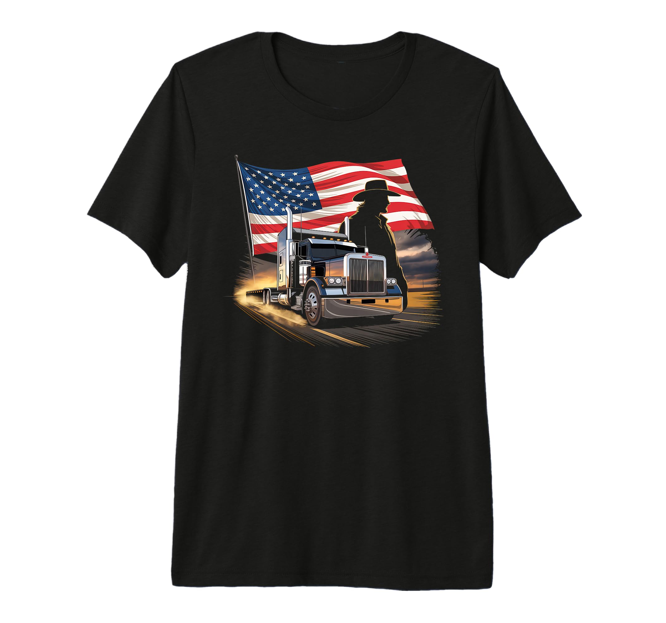 American Flag Trucker Dad Big Rig T-Shirt - Trendy Graphic Men Women - T-Shirt, Sweatshirt, Hoodie