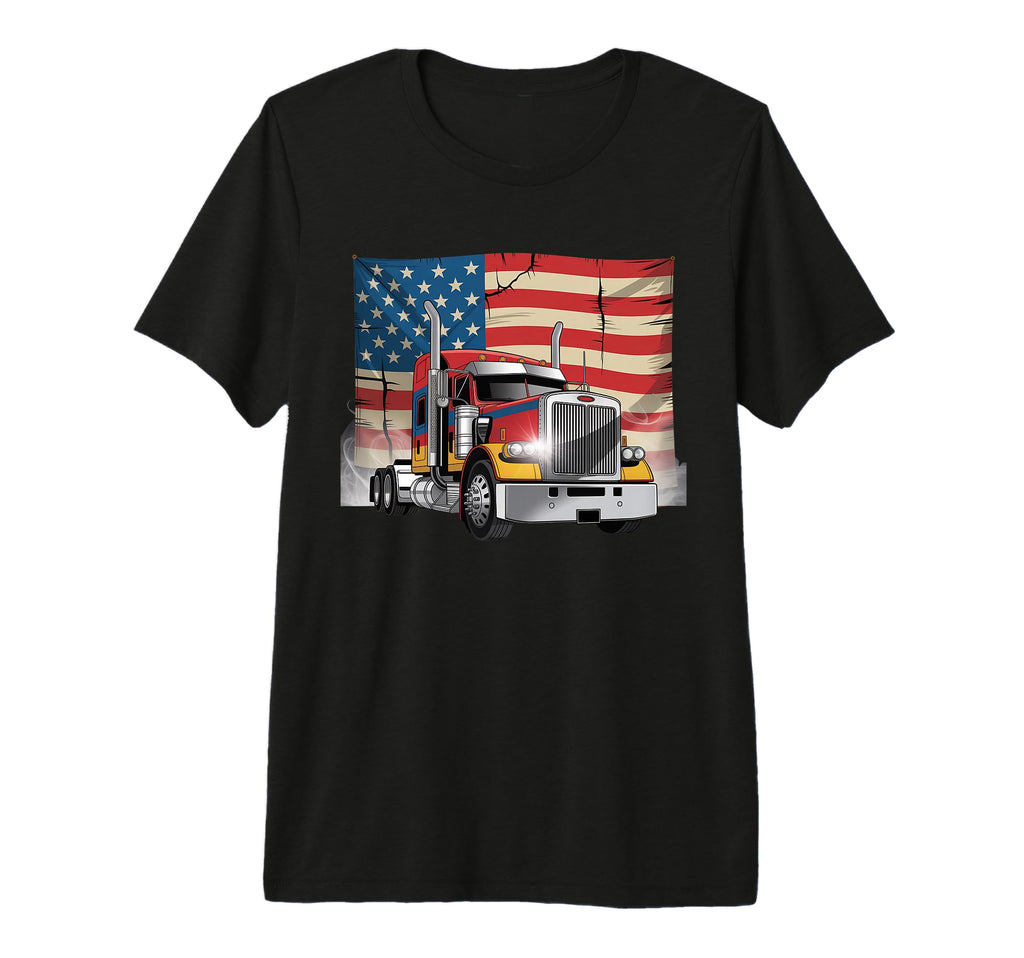 American Flag Trucker Dad Big Rig T-Shirt - Fun Novelty Design for Adults - T-Shirt, Sweatshirt, Hoodie