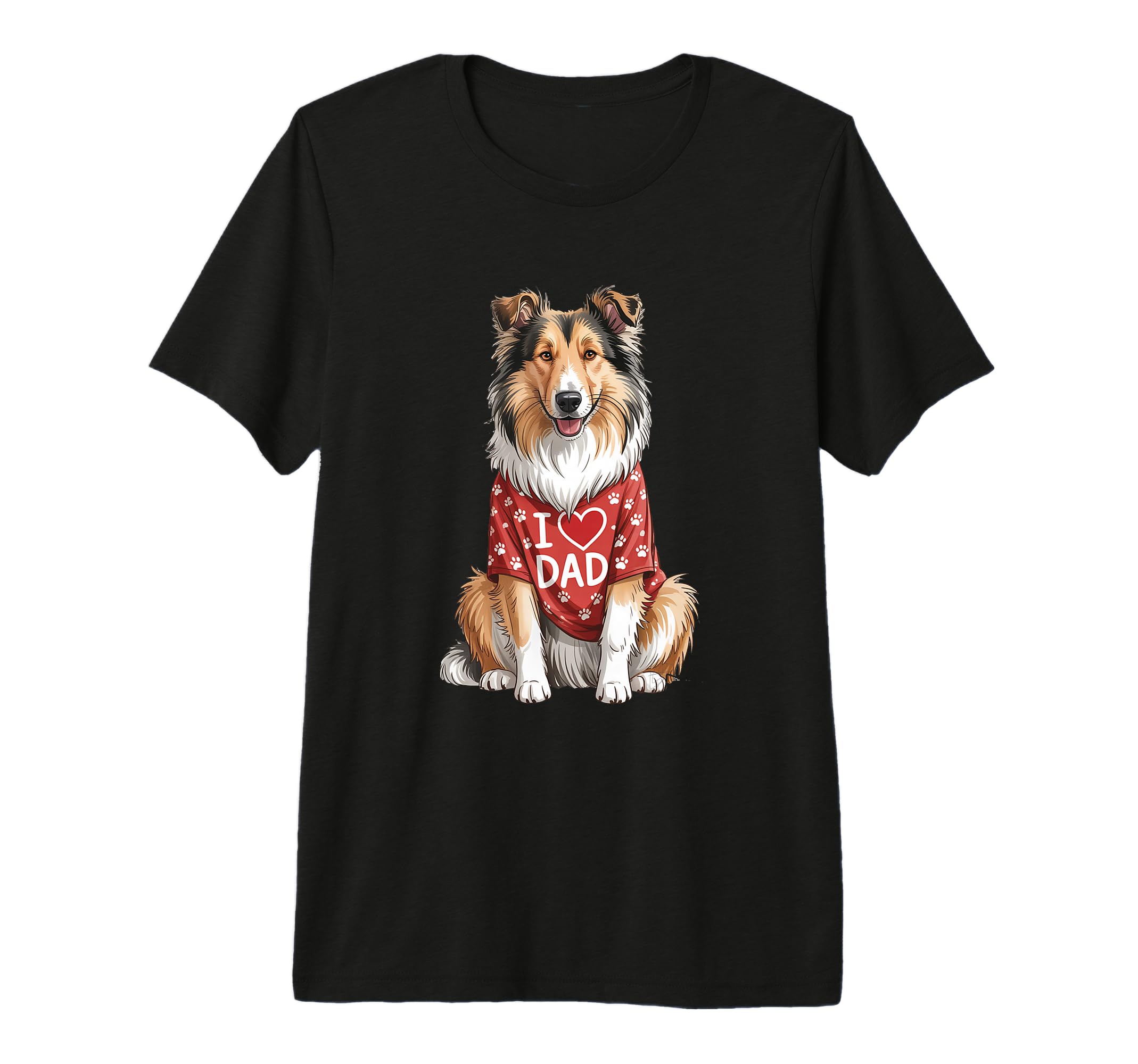 Mens Collie Wearing Red Paw Prints I T-Shirt - Trendy Graphic for Adults - T-Shirt, Sweatshirt, Hoodie