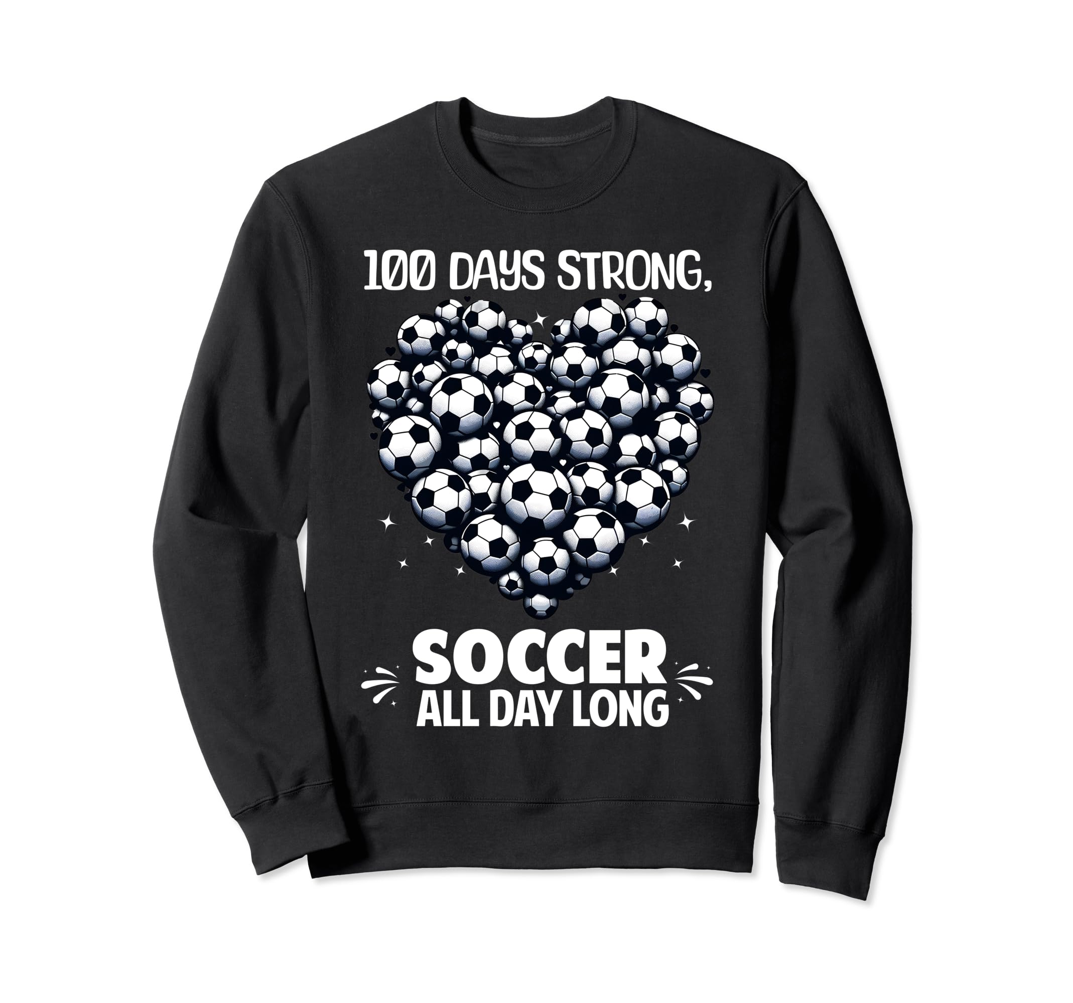 100 Days School Soccer Heart Love Sweatshirt - Unique Graphic Men Women - T-Shirt, Sweatshirt, Hoodie