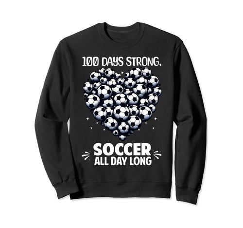 100 Days School Soccer Heart Love Sweatshirt - Unique Graphic Men Women - T-Shirt, Sweatshirt, Hoodie