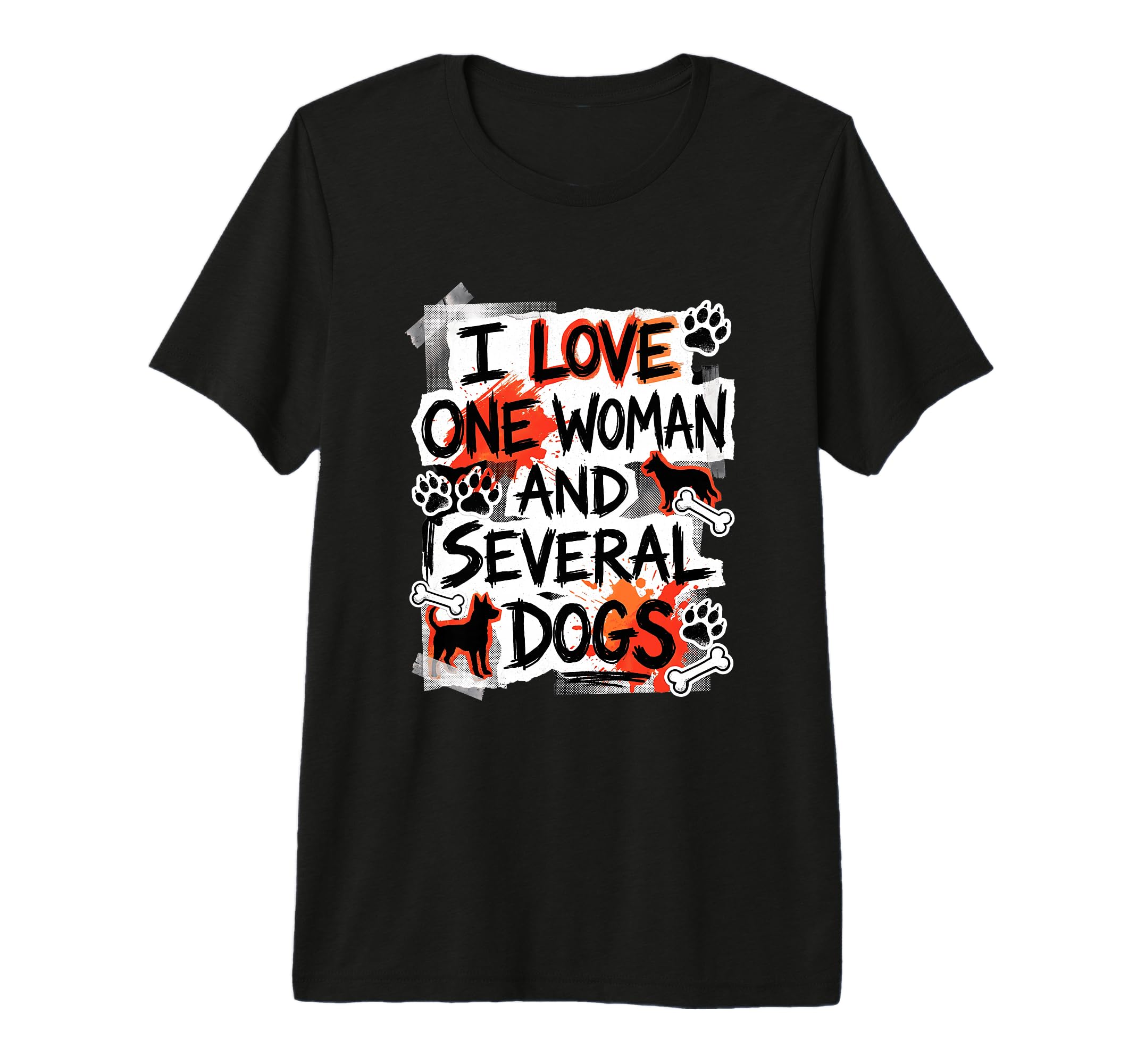 Dog Lover Multiple Dogs Grunge Paw Dad T-Shirt - Minimalist Print Unisex - T-Shirt, Sweatshirt, Hoodie